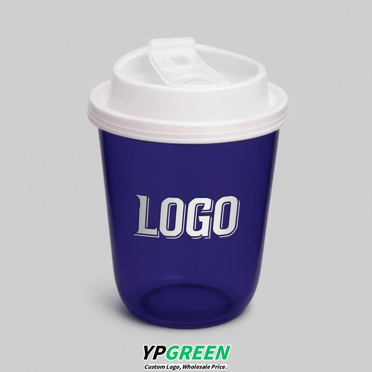 Indigo U Shape Cups with Lid - Custom Logo PP & PET Plastic Disposable