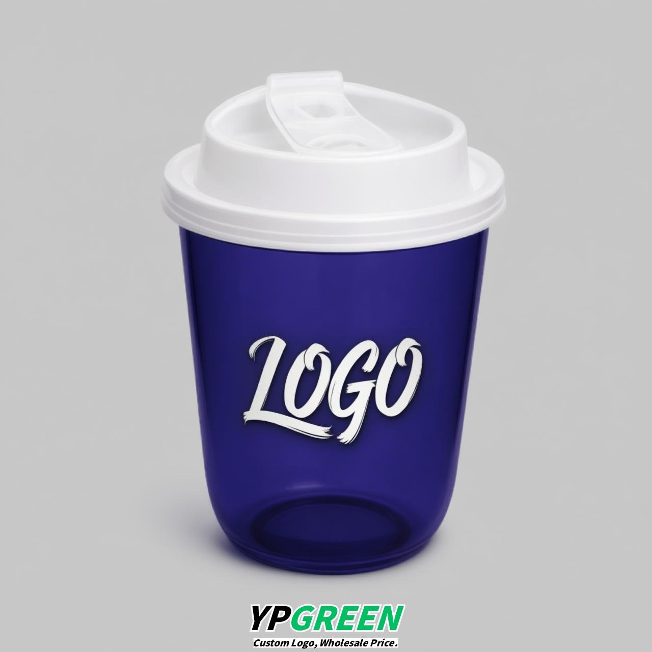Indigo U Shape Cups with Lid - Custom Logo PP & PET Plastic Disposable