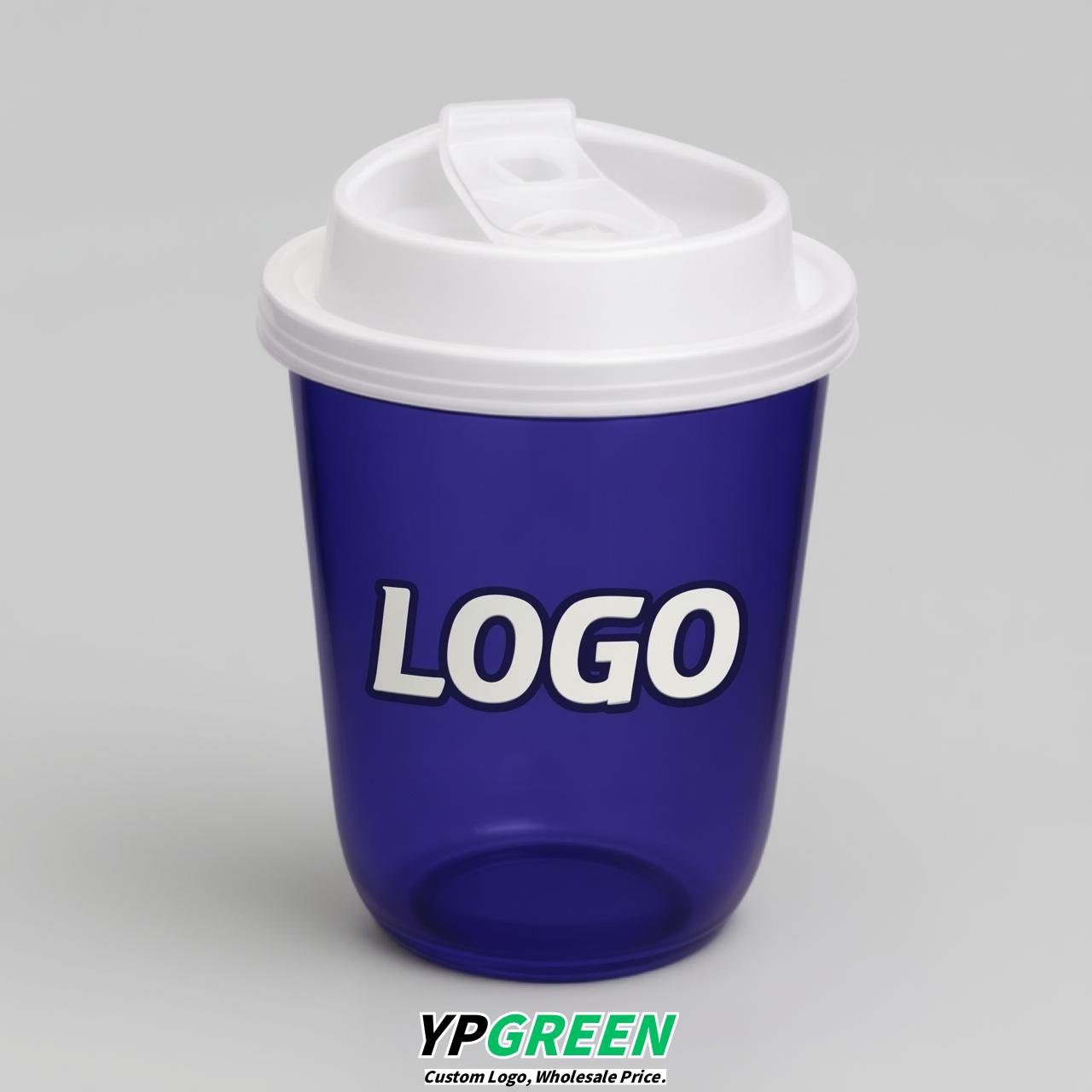 Indigo U Shape Cups with Lid - Custom Logo PP & PET Plastic Disposable