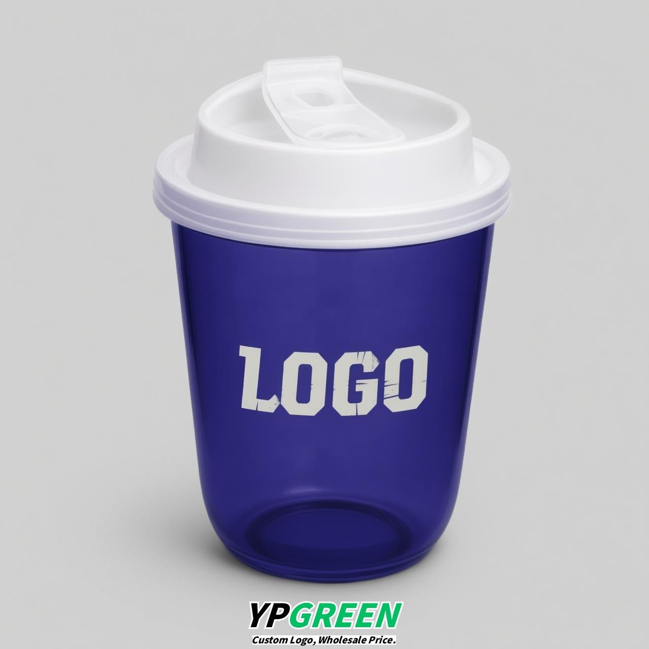 Indigo U Shape Cups with Lid - Custom Logo PP & PET Plastic Disposable
