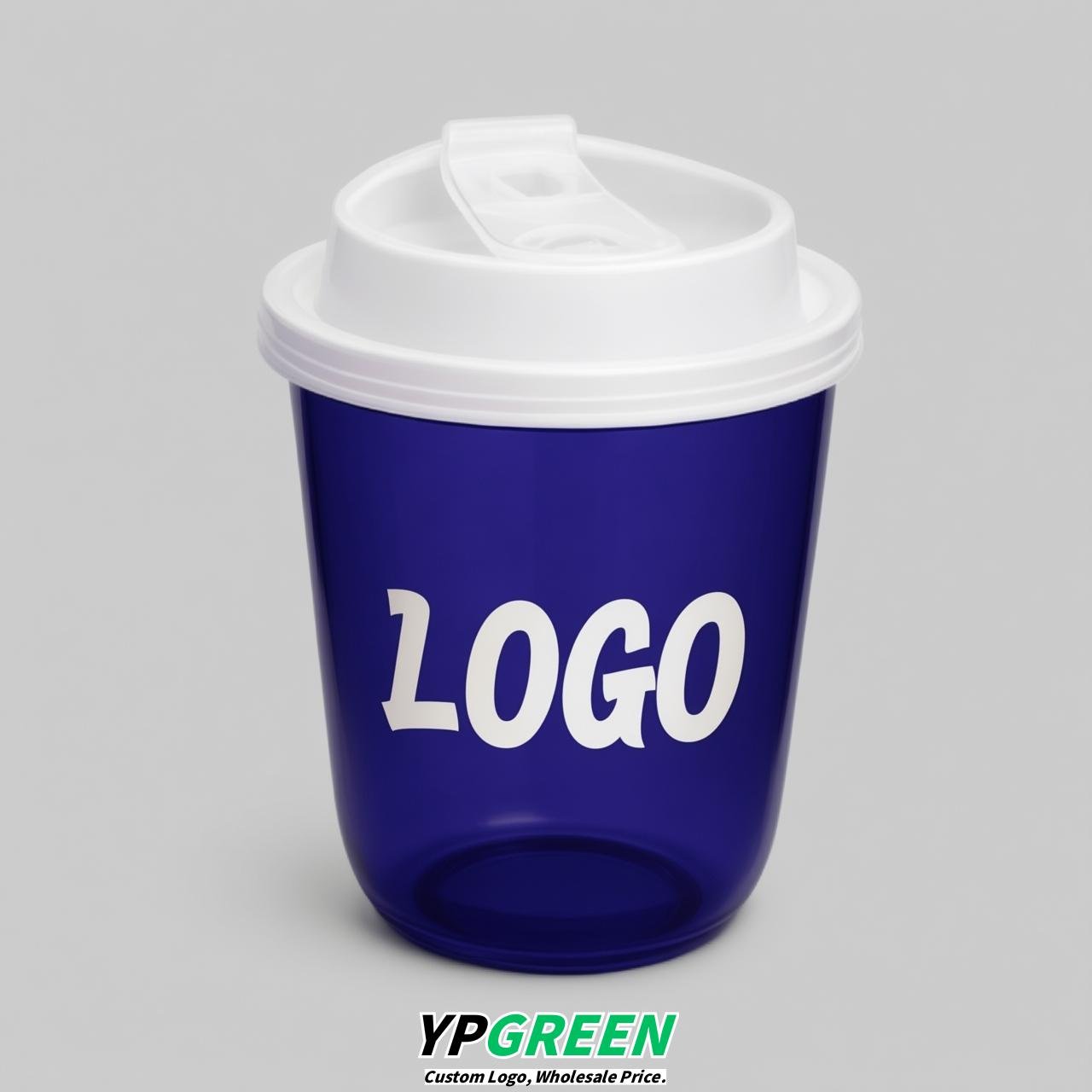 Indigo U Shape Cups with Lid - Custom Logo PP & PET Plastic Disposable