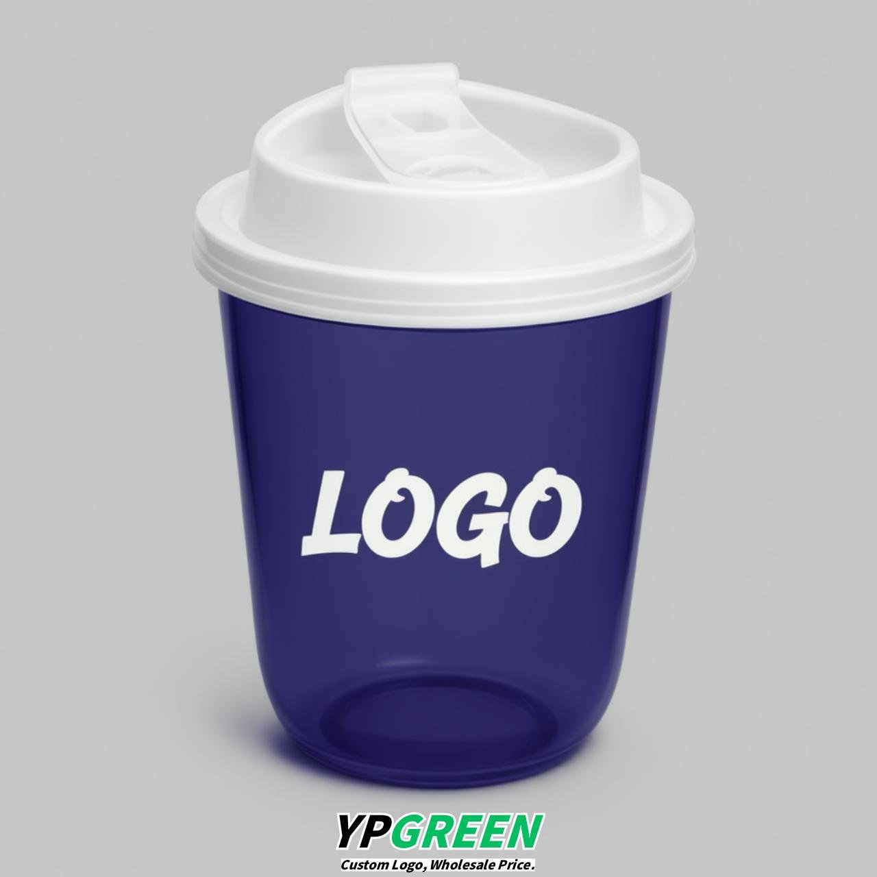 Indigo U Shape Cups with Lid - Custom Logo PP & PET Plastic Disposable