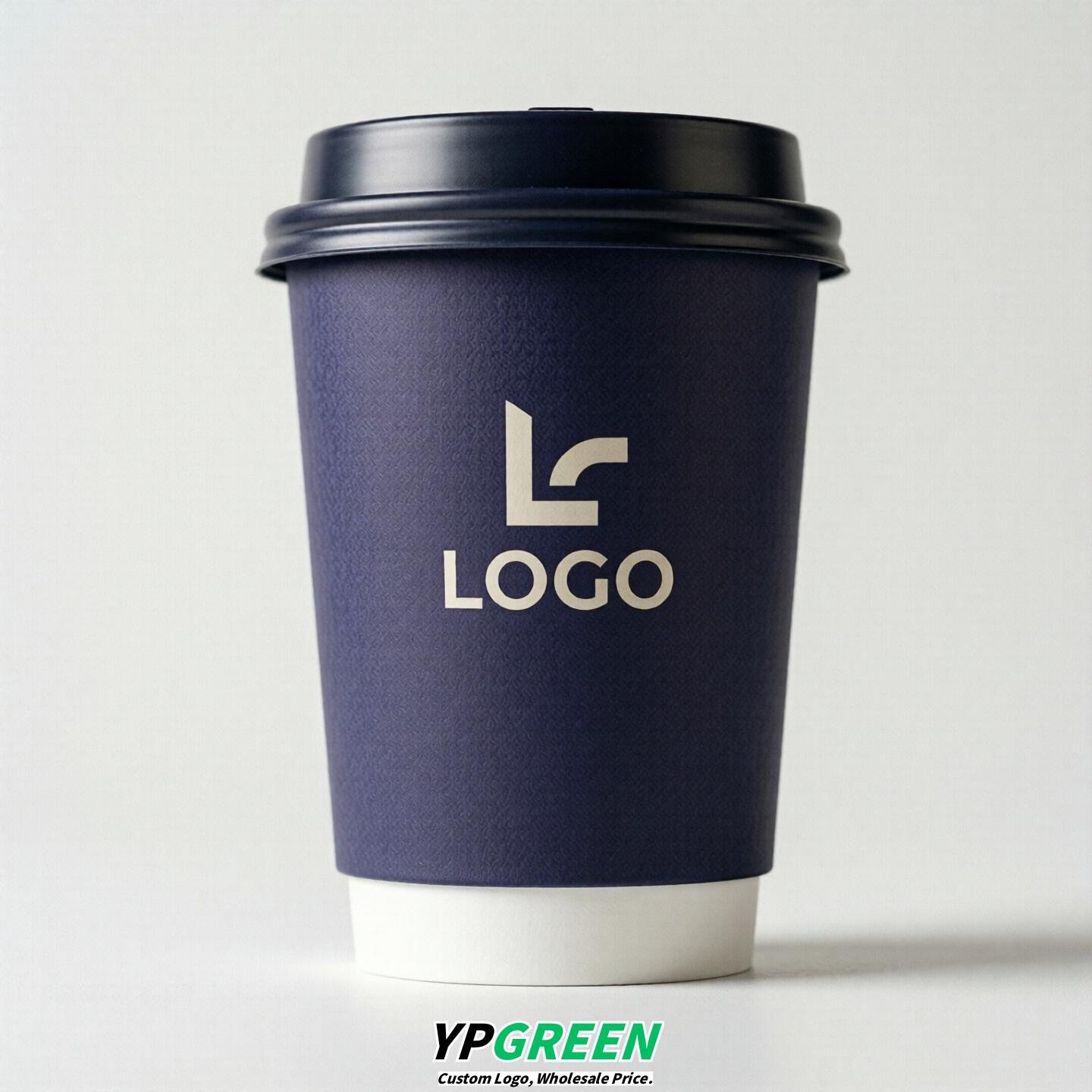 Indigo Custom Logo Paper Cups: 8-24oz & Double Wall