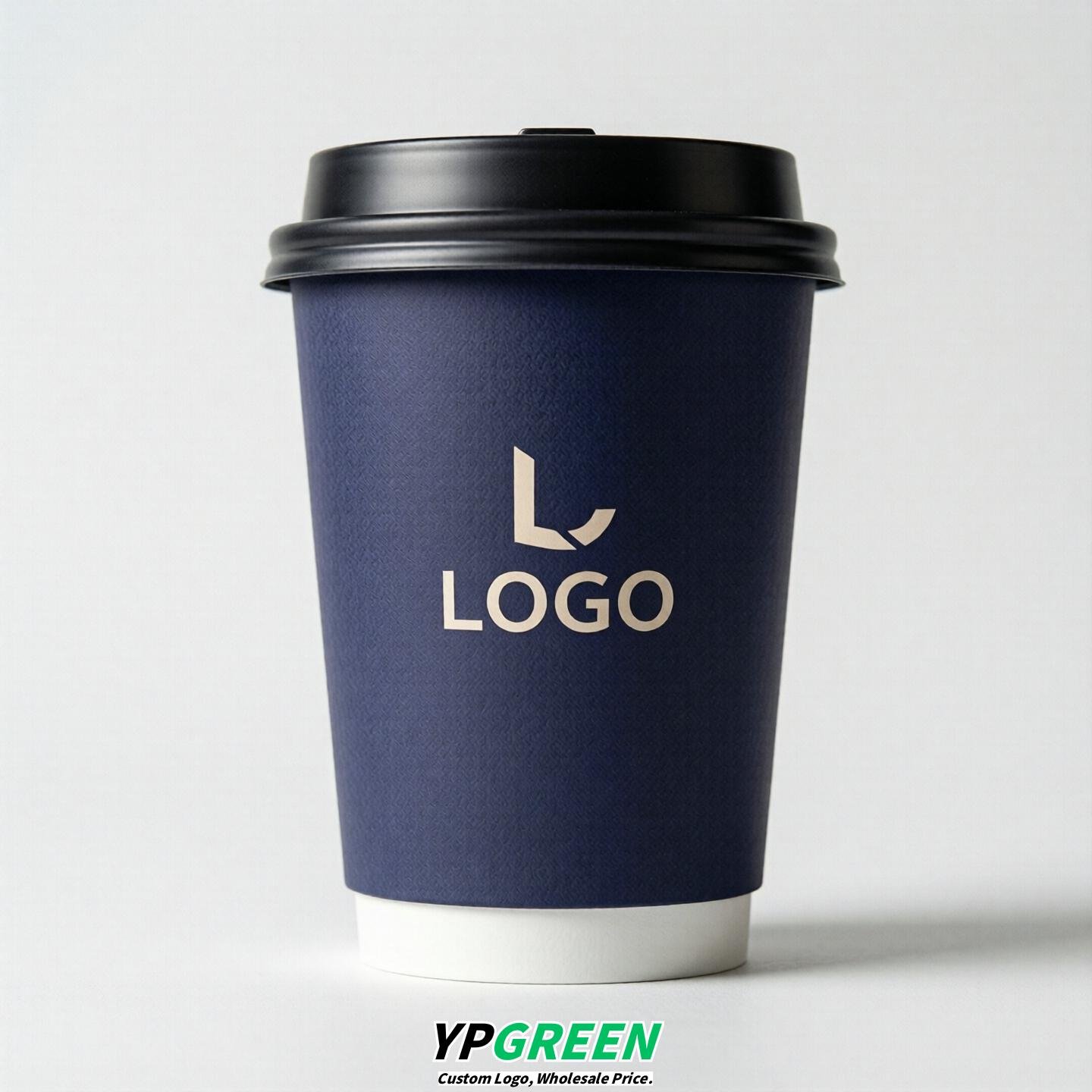 Indigo Custom Logo Paper Cups: 8-24oz & Double Wall