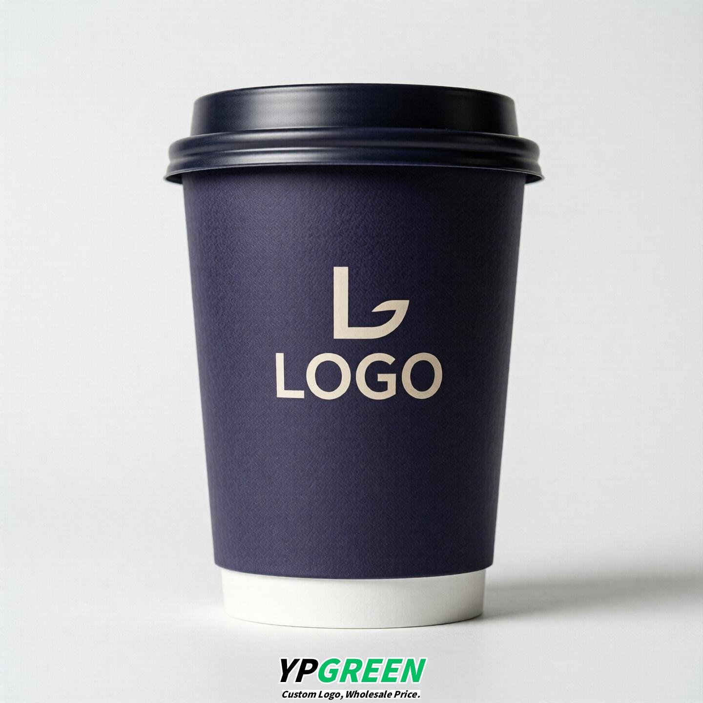 Indigo Custom Logo Paper Cups: 8-24oz & Double Wall