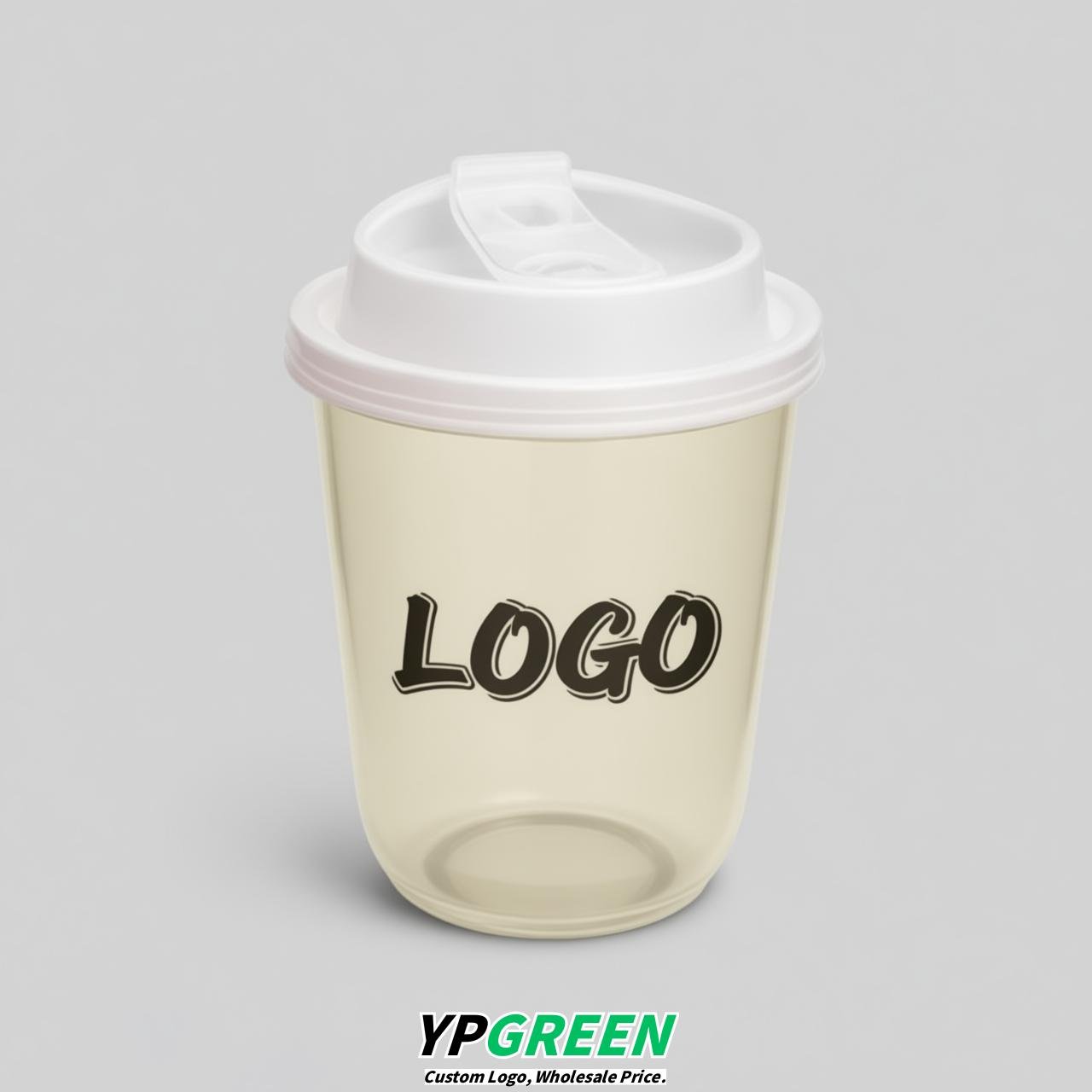Ivory U Shape Cups with Lid - Custom Logo PP & PET Plastic Disposable