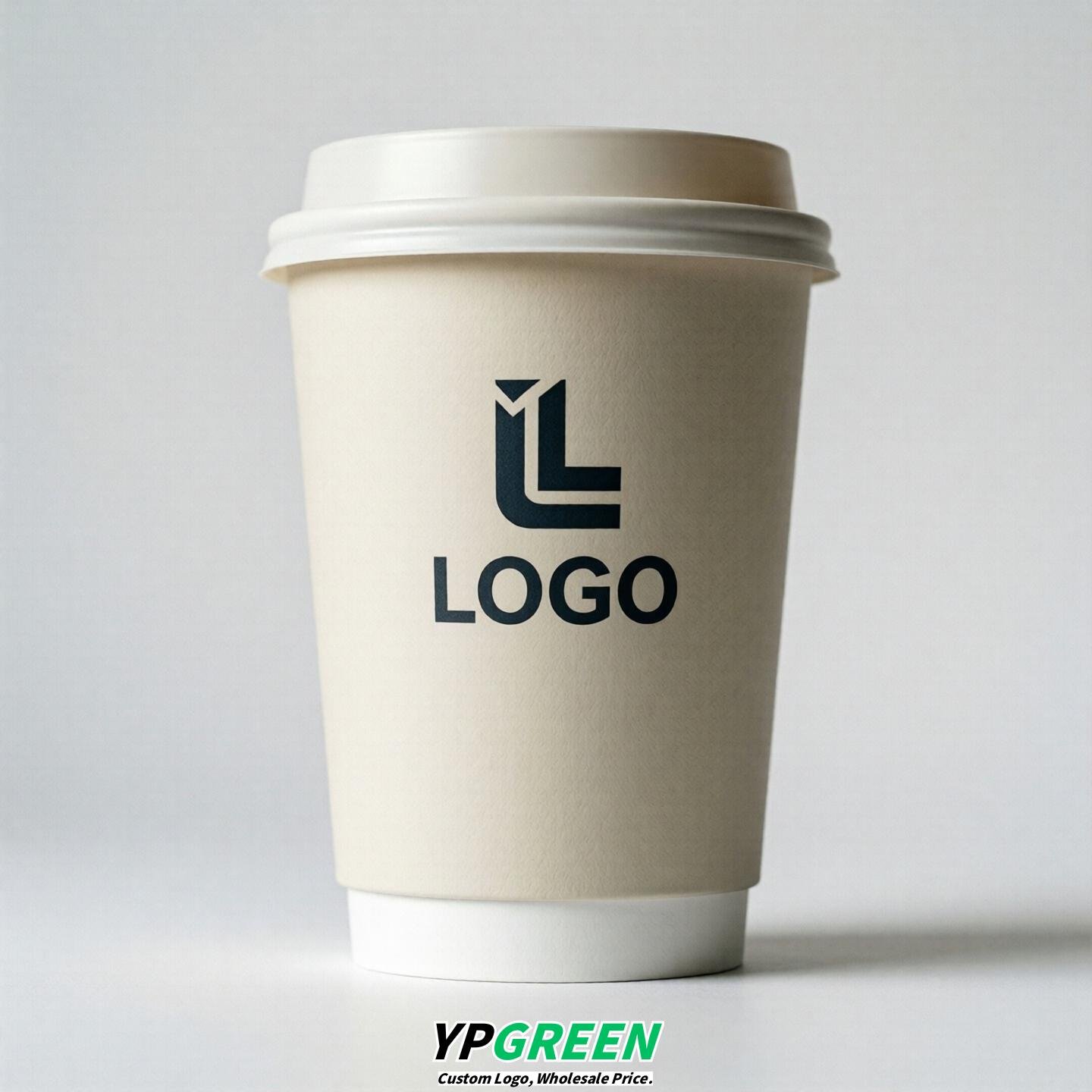 Ivory Custom Logo Paper Cups: 8-24oz & Double Wall