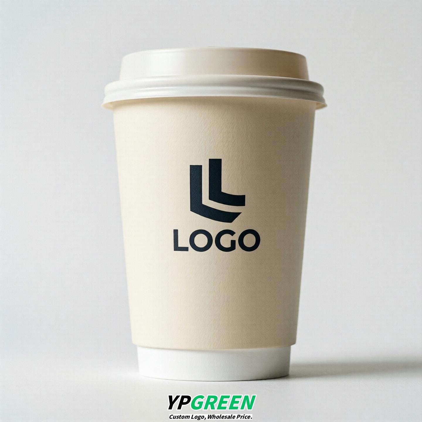 Ivory Custom Logo Paper Cups: 8-24oz & Double Wall
