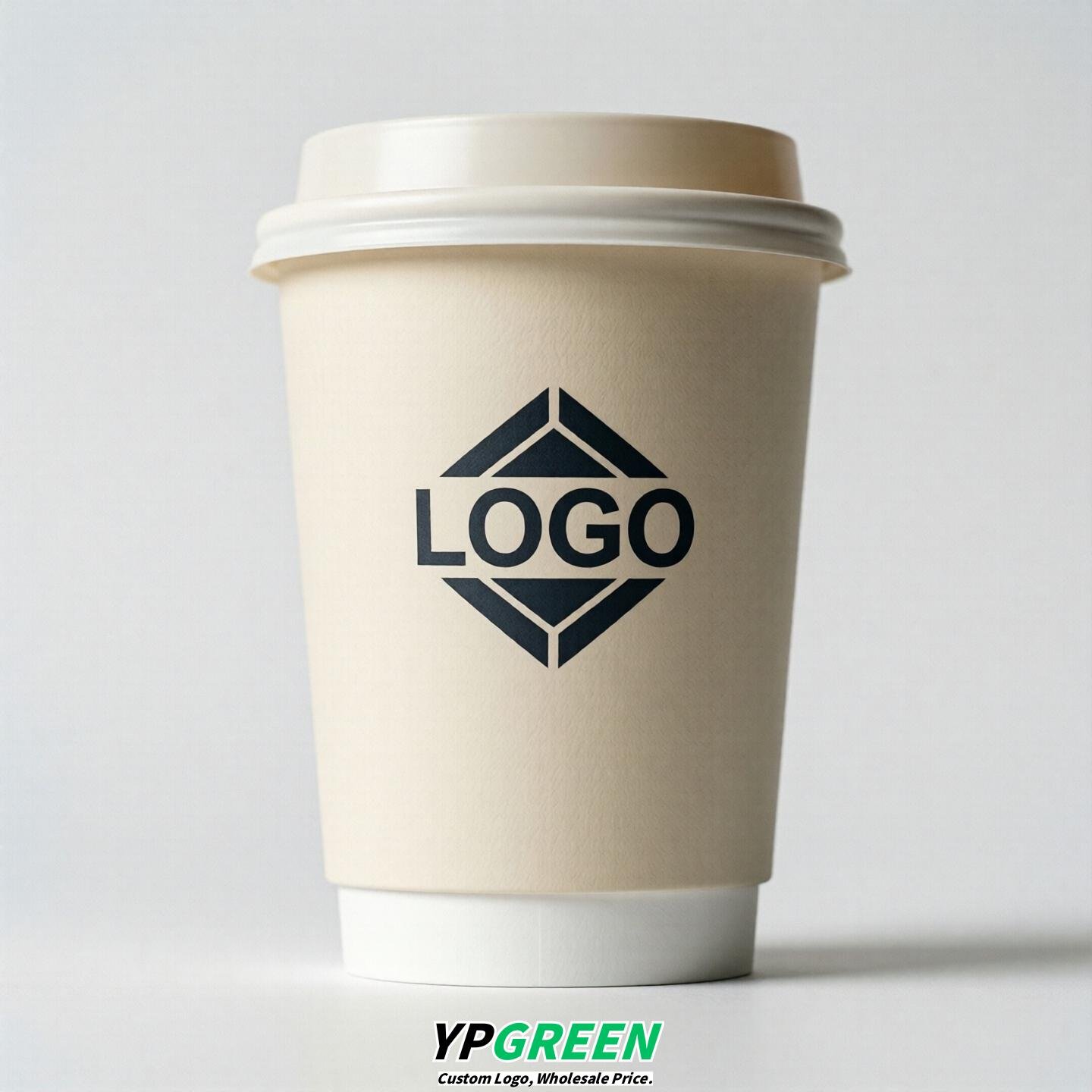 Ivory Custom Logo Paper Cups: 8-24oz & Double Wall