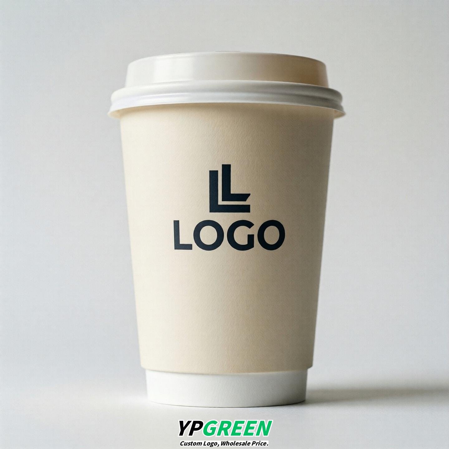 Ivory Custom Logo Paper Cups: 8-24oz & Double Wall