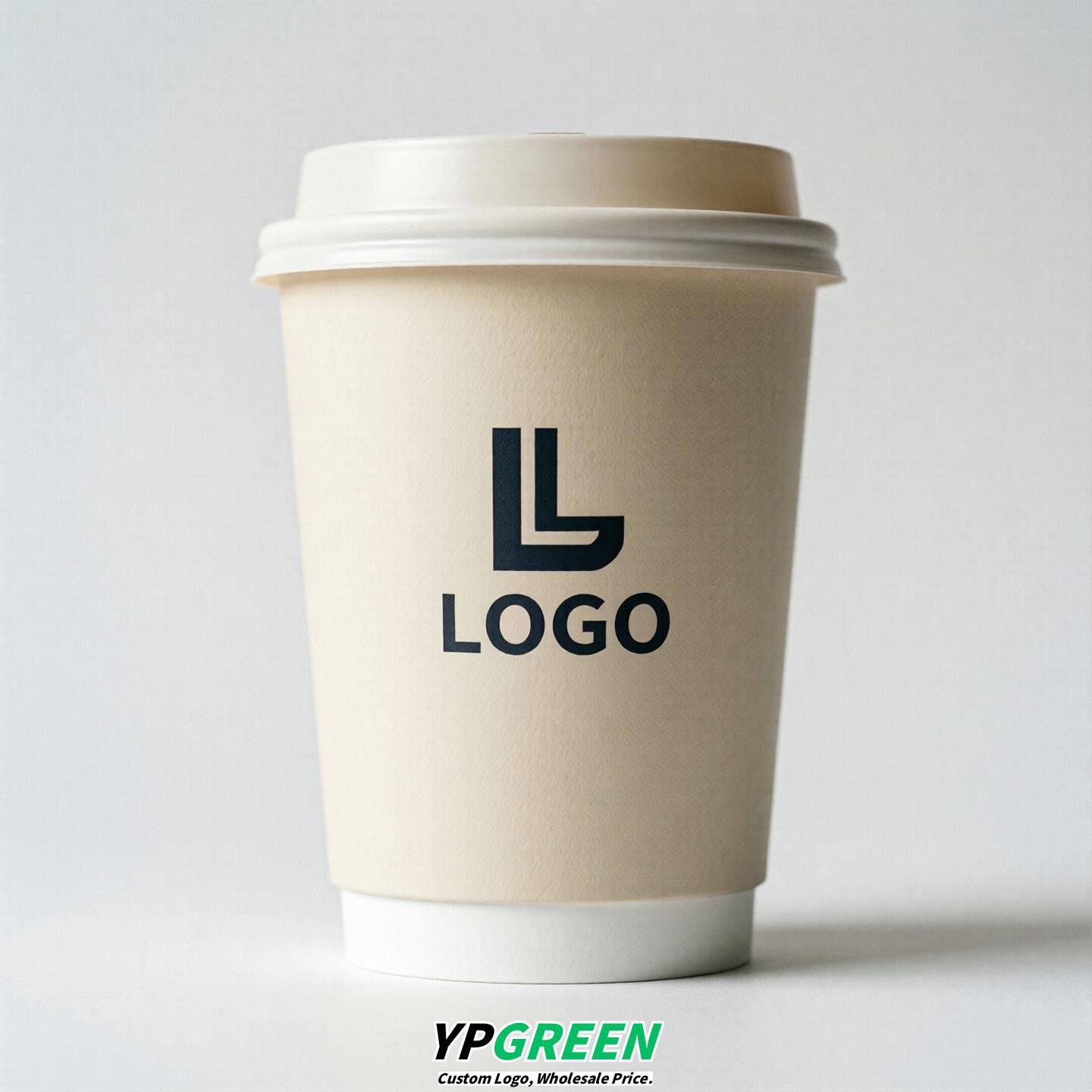 Ivory Custom Logo Paper Cups: 8-24oz & Double Wall