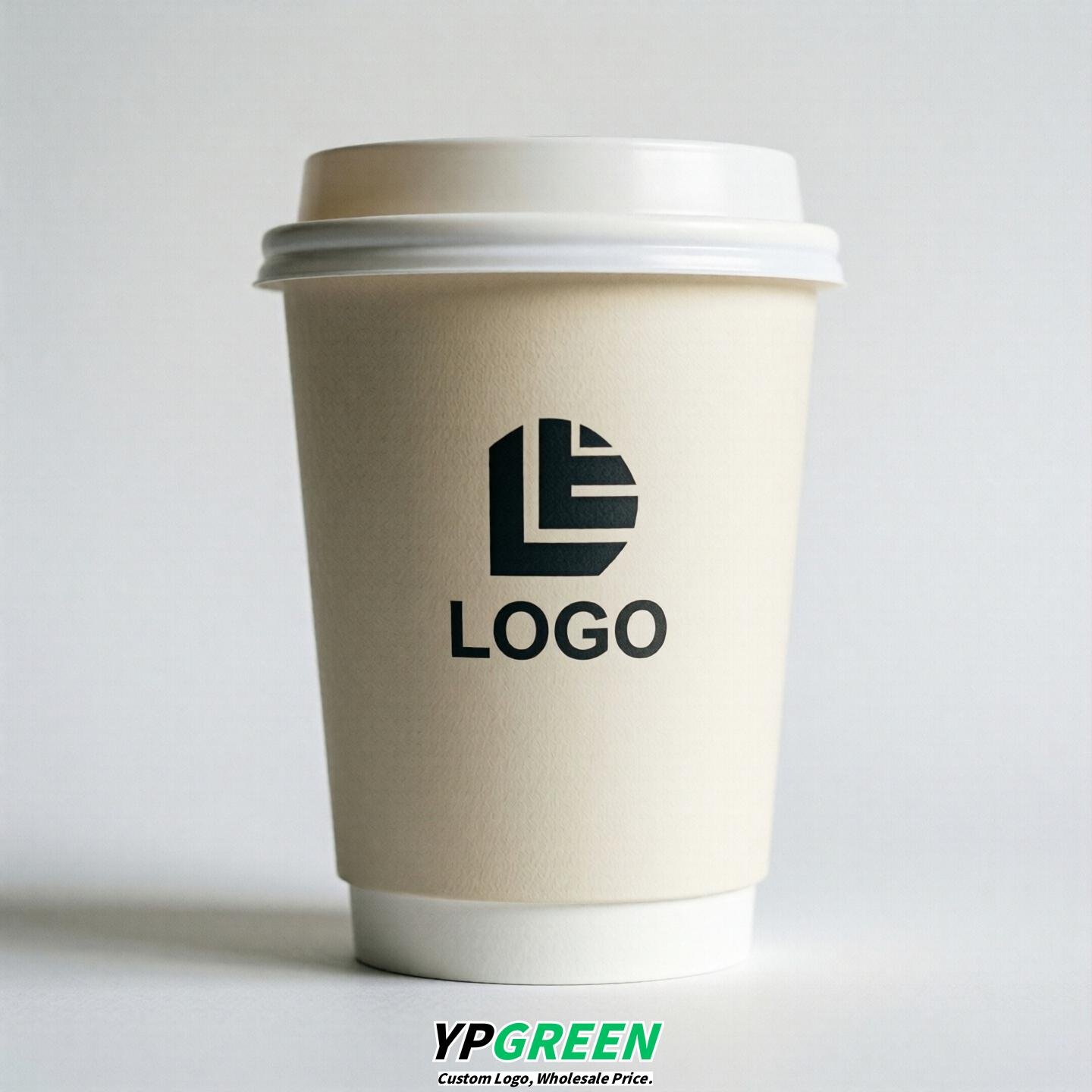 Ivory Custom Logo Paper Cups: 8-24oz & Double Wall