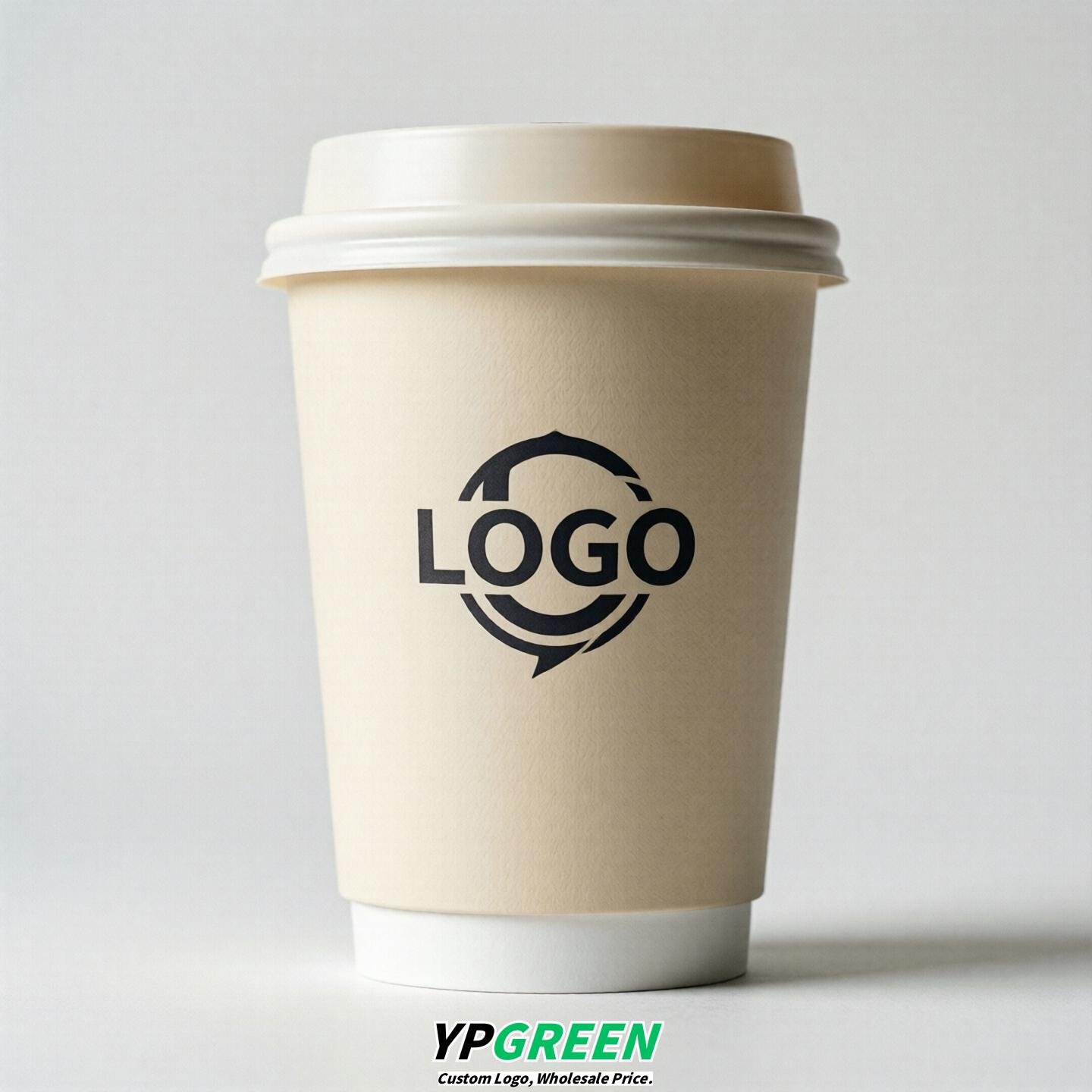 Ivory Custom Logo Paper Cups: 8-24oz & Double Wall