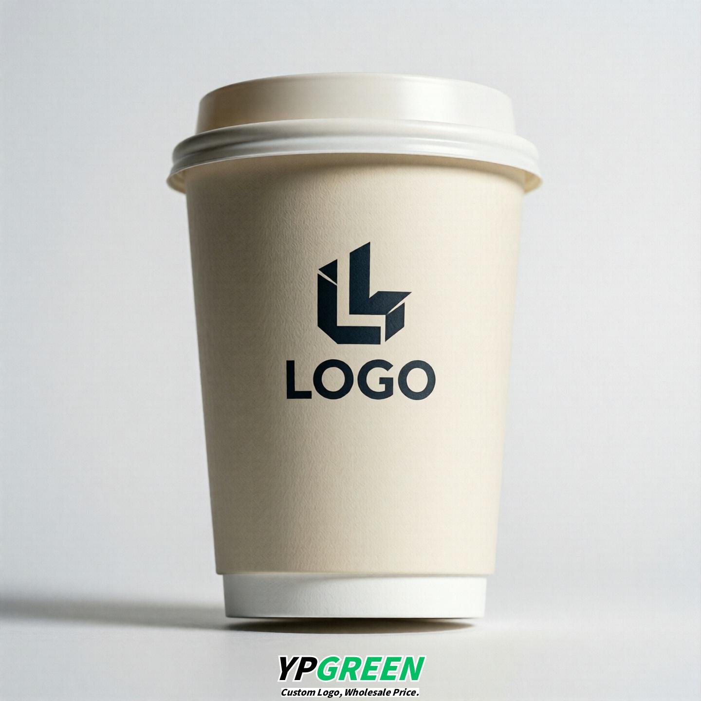 Ivory Custom Logo Paper Cups: 8-24oz & Double Wall