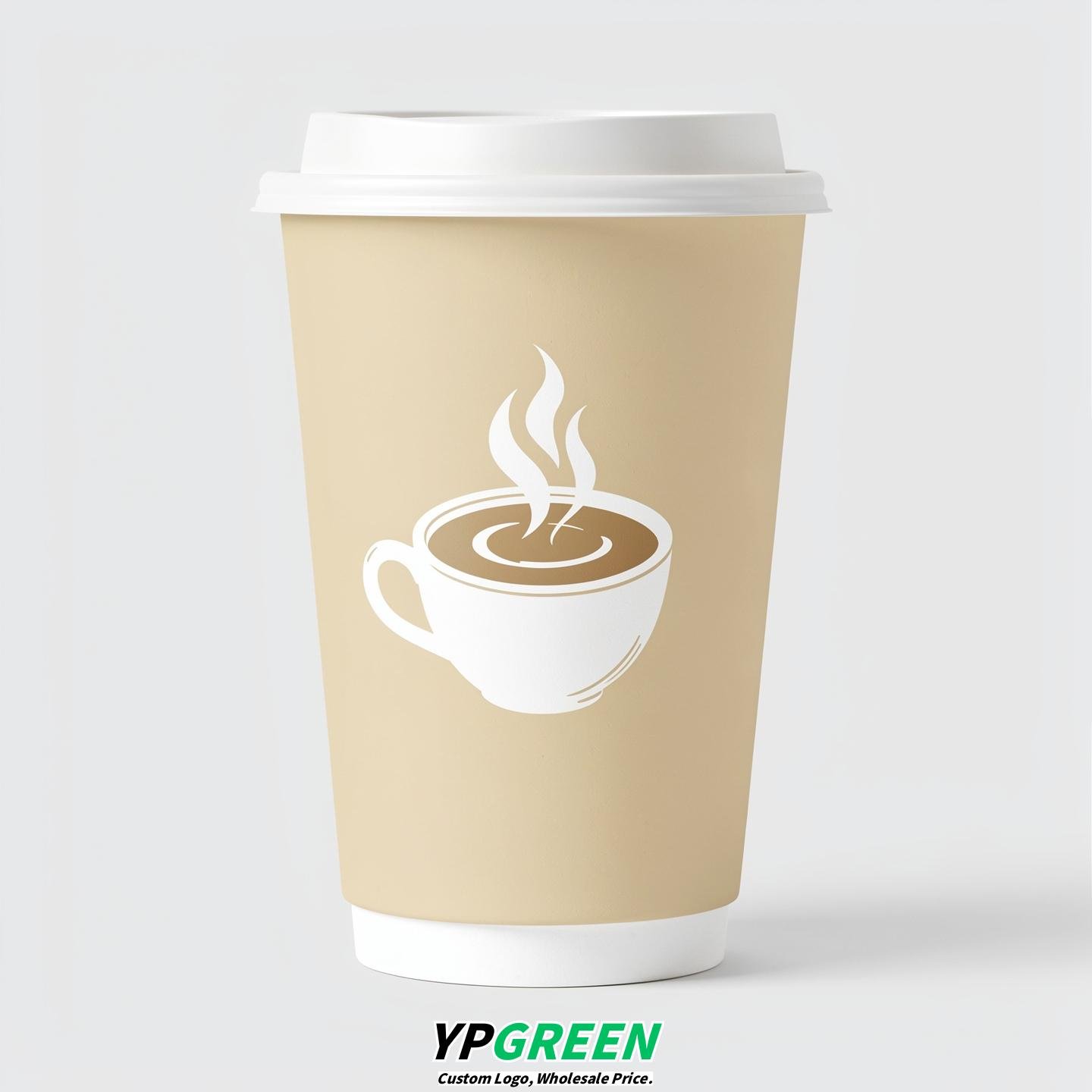 Ivory Hot Coffee Icon Paper Cups - Disposable Steaming Coffee Design