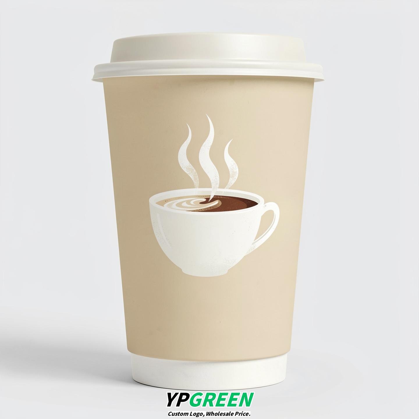 Ivory Hot Coffee Icon Paper Cups - Disposable Steaming Coffee Design