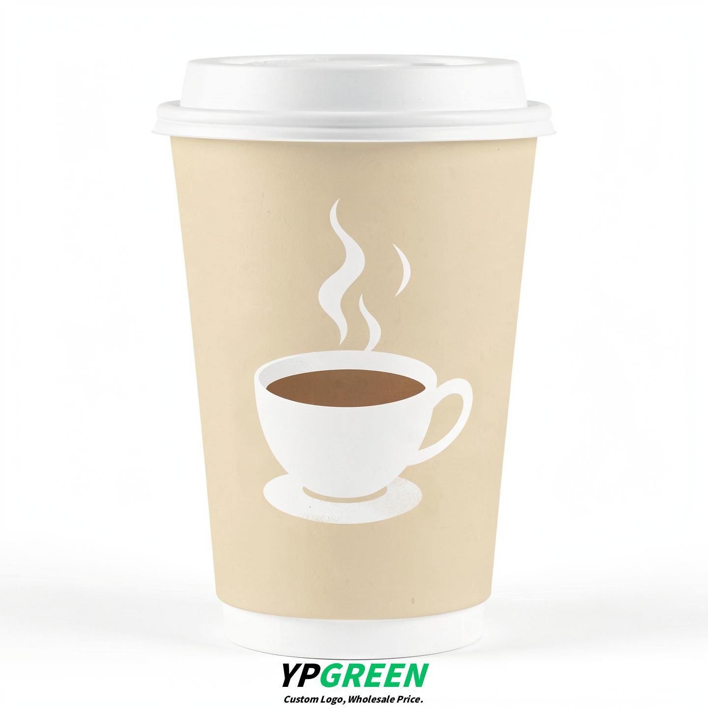Ivory Hot Coffee Icon Paper Cups - Disposable Steaming Coffee Design