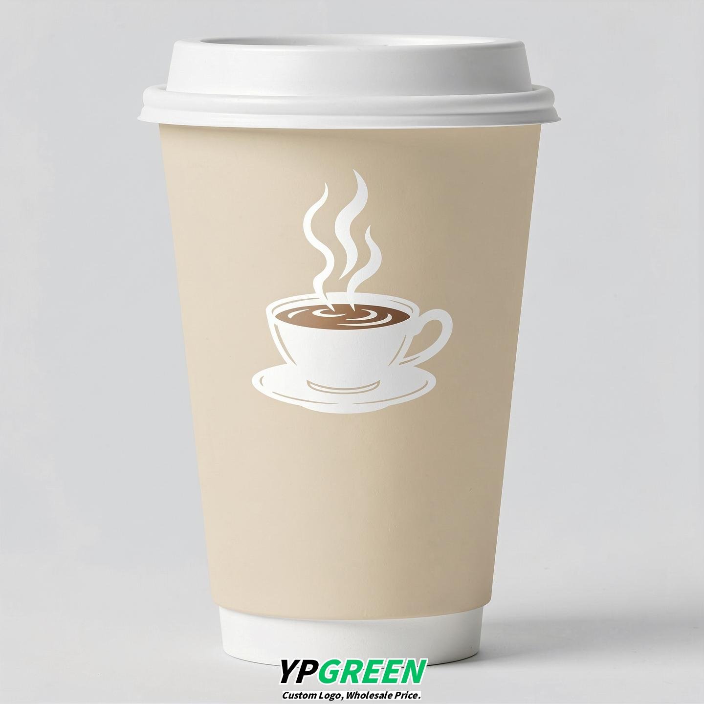 Ivory Hot Coffee Icon Paper Cups - Disposable Steaming Coffee Design