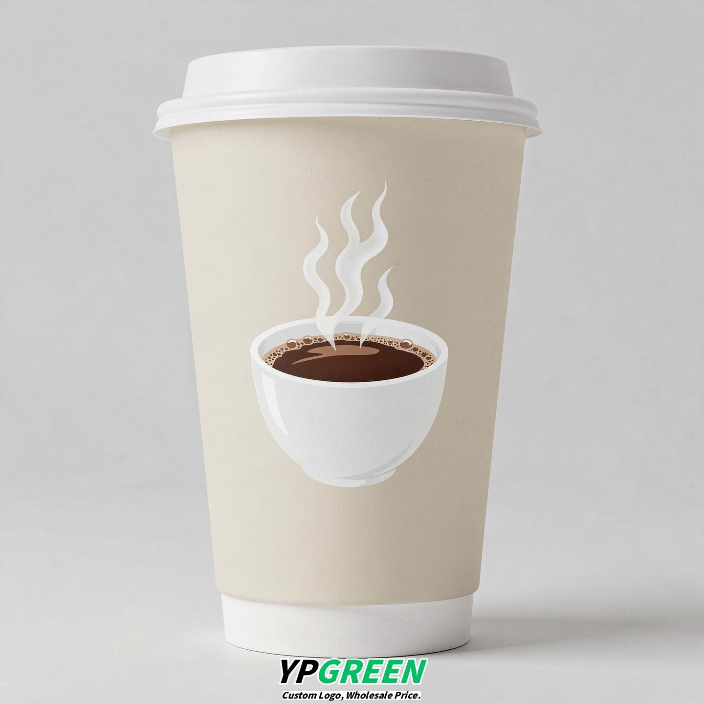 Ivory Hot Coffee Icon Paper Cups - Disposable Steaming Coffee Design