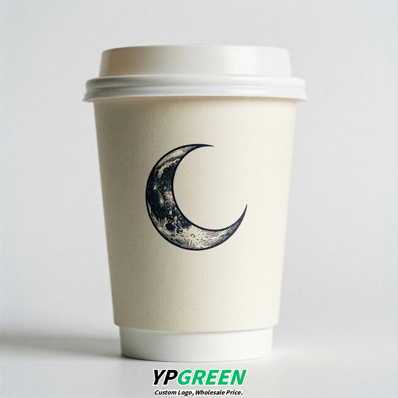 Ivory Moon Paper Cups with Lids 8-24oz