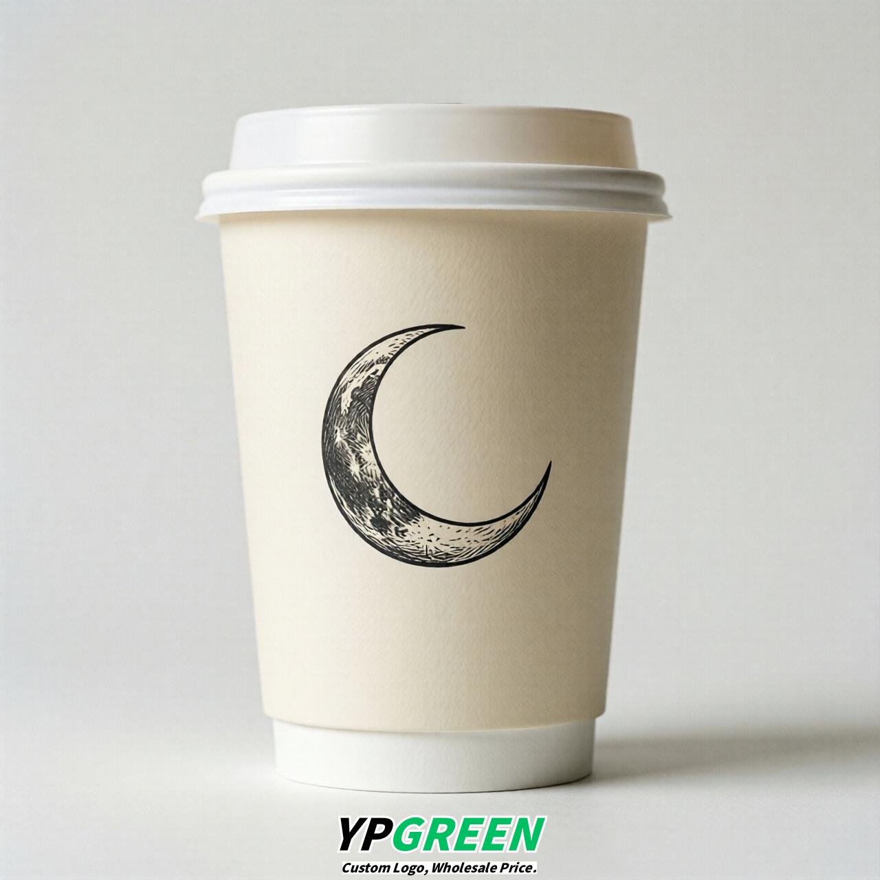 Ivory Moon Paper Cups with Lids 8-24oz