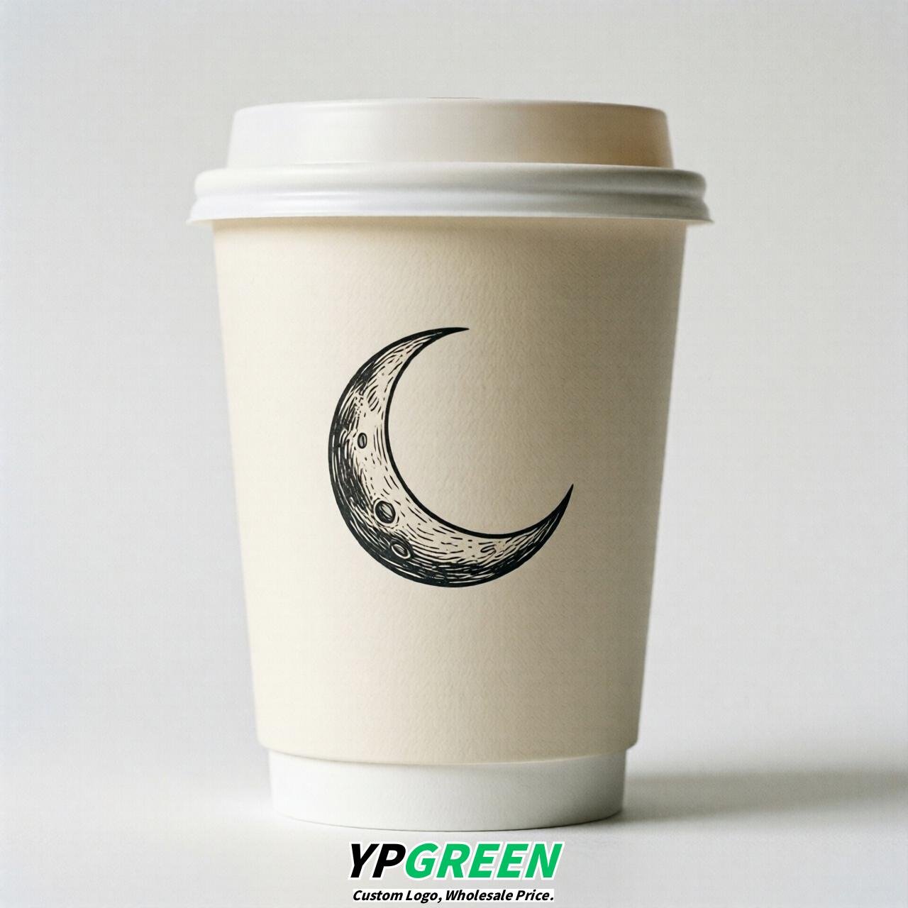 Ivory Moon Paper Cups with Lids 8-24oz