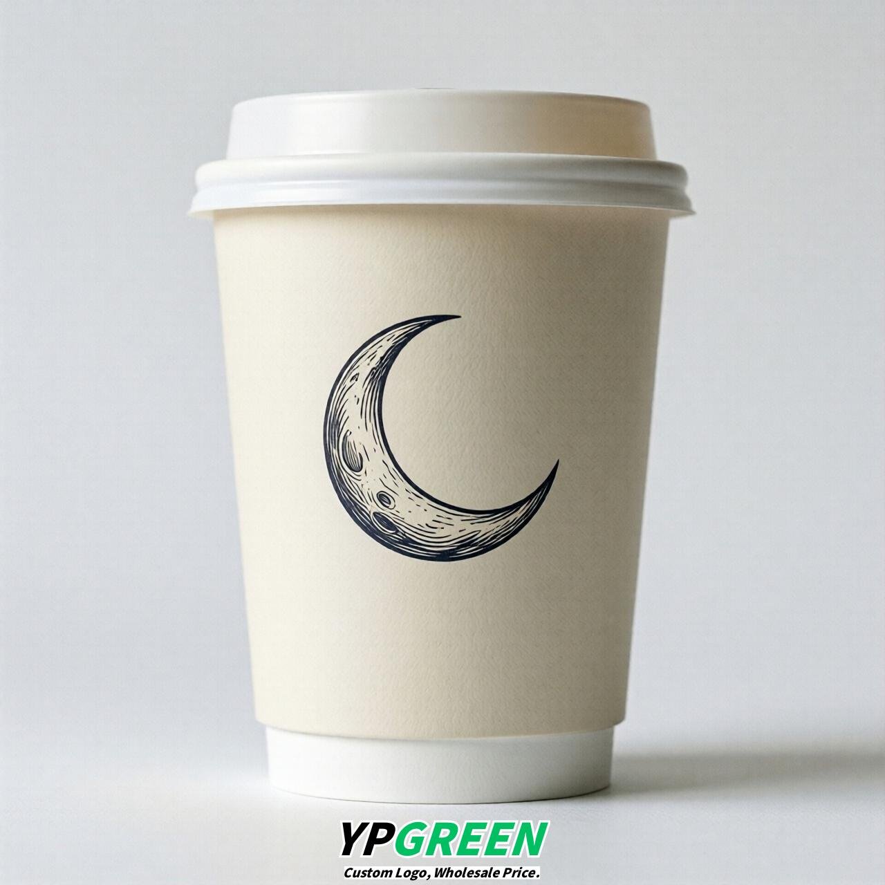 Ivory Moon Paper Cups with Lids 8-24oz