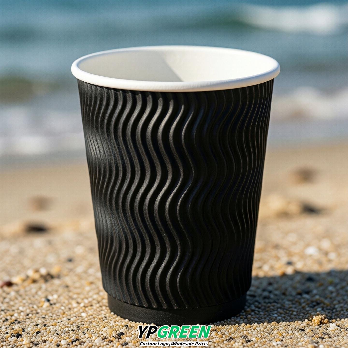 Jet Black Embossed Paper Cups 10oz/12oz/16oz/20oz/22oz Jet Black Embossed Paper Cups 10oz/12oz/16oz/20oz/22oz