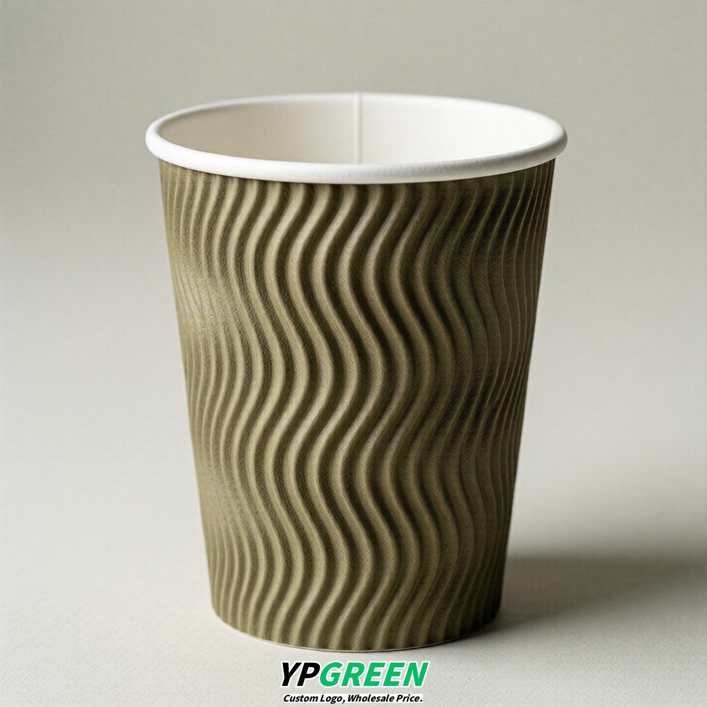 Khaki Embossed Paper Cups 10oz/12oz/16oz/20oz/22oz