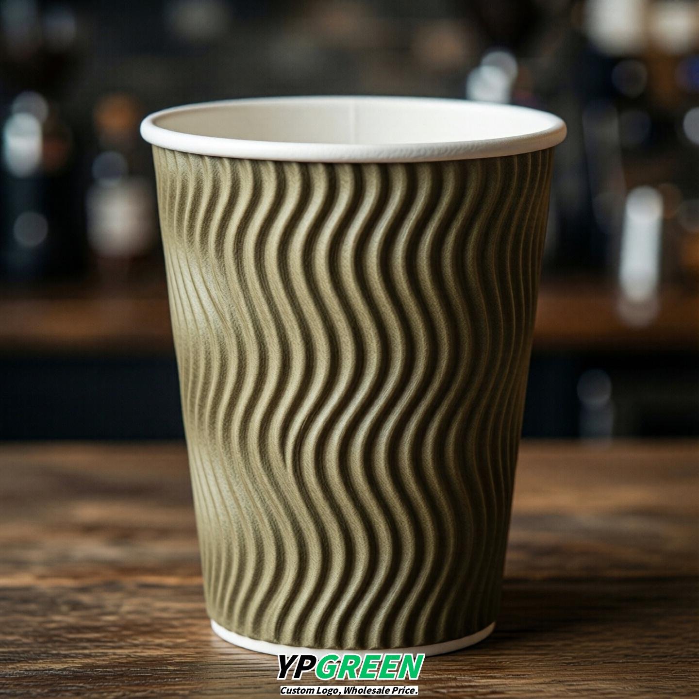 Khaki Embossed Paper Cups 10oz/12oz/16oz/20oz/22oz