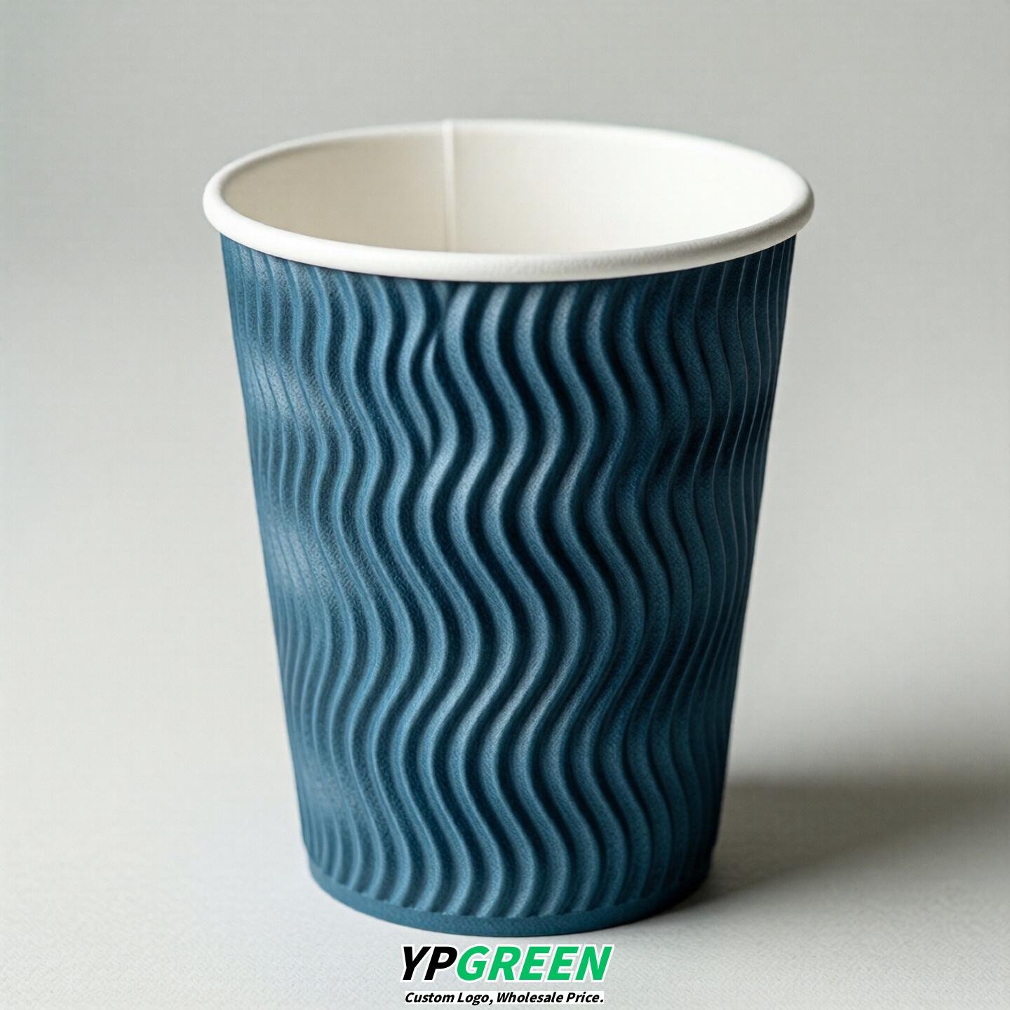 Lake Blue Embossed Paper Cups 10oz/12oz/16oz/20oz/22oz