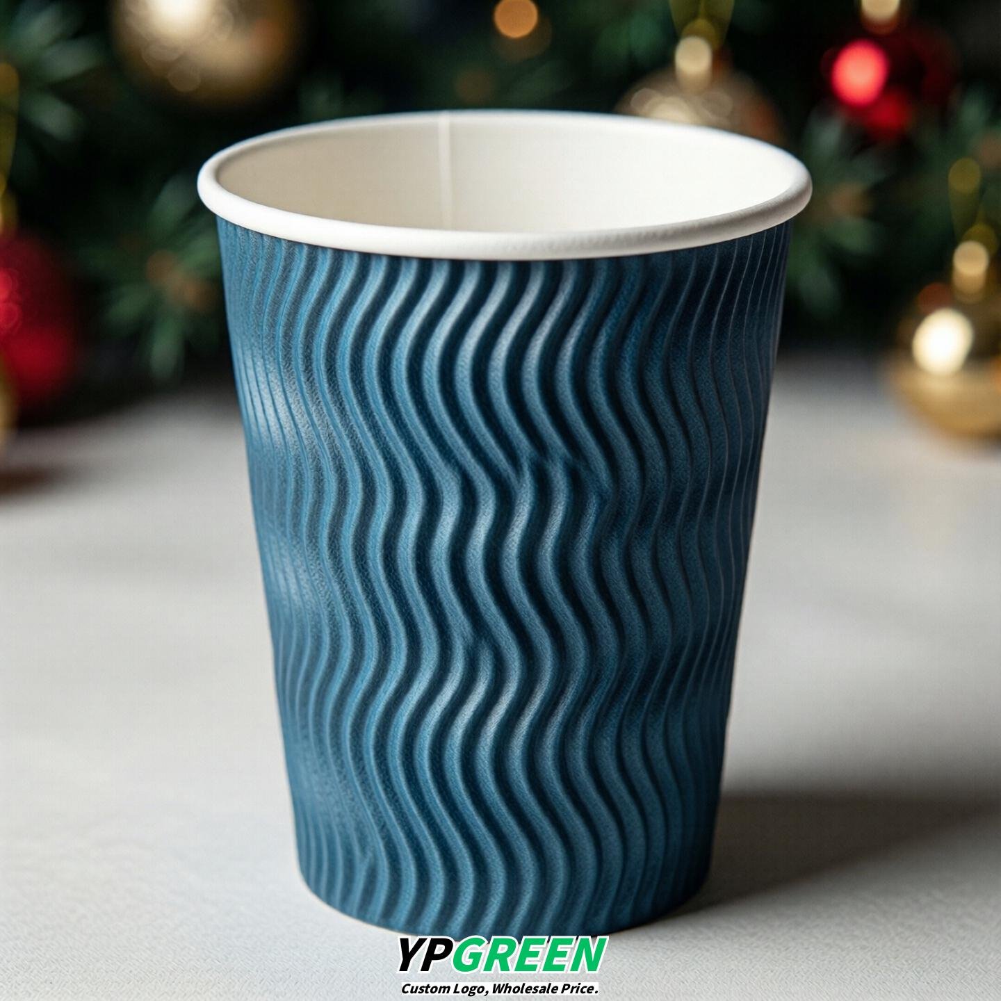 Lake Blue Embossed Paper Cups 10oz/12oz/16oz/20oz/22oz