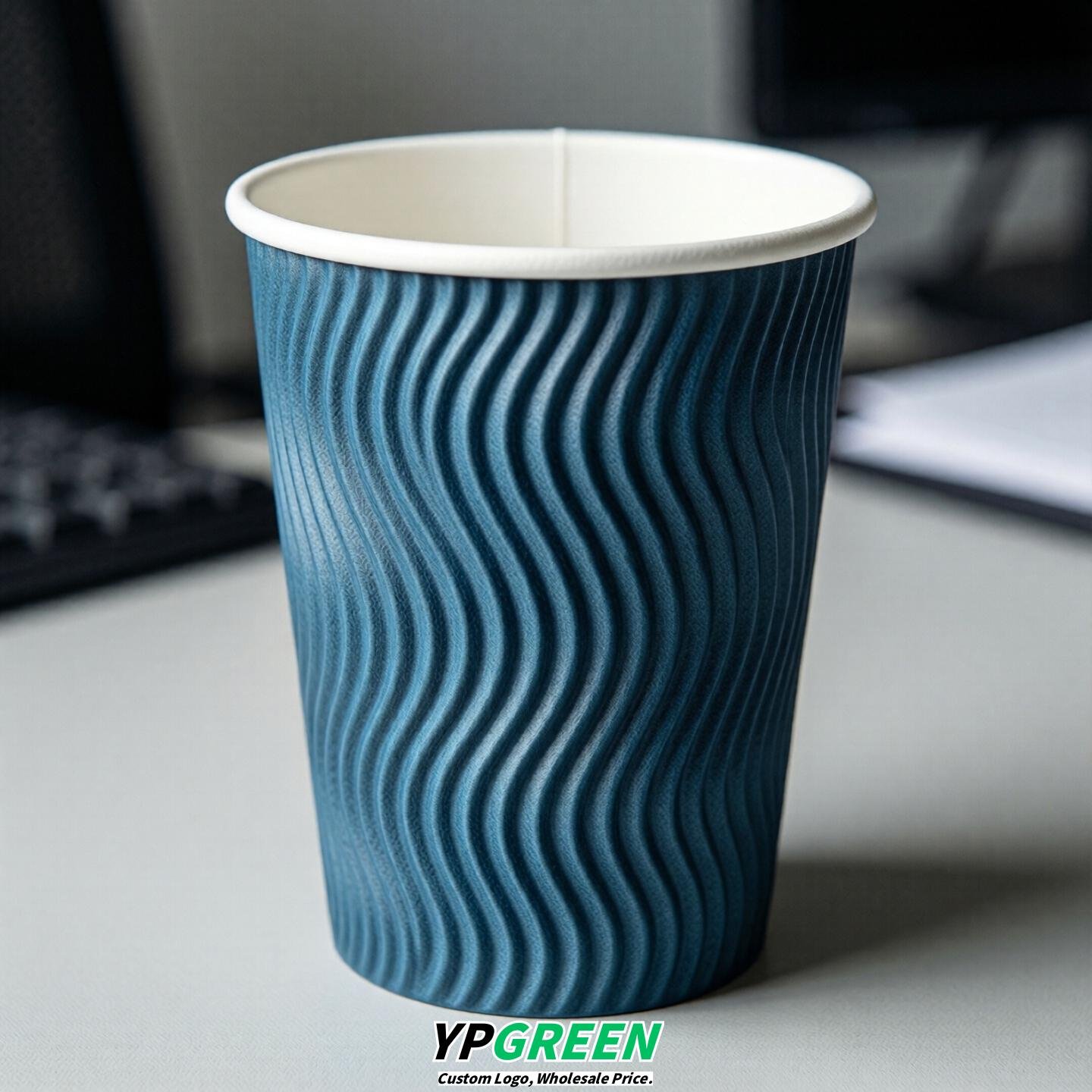 Lake Blue Embossed Paper Cups 10oz/12oz/16oz/20oz/22oz