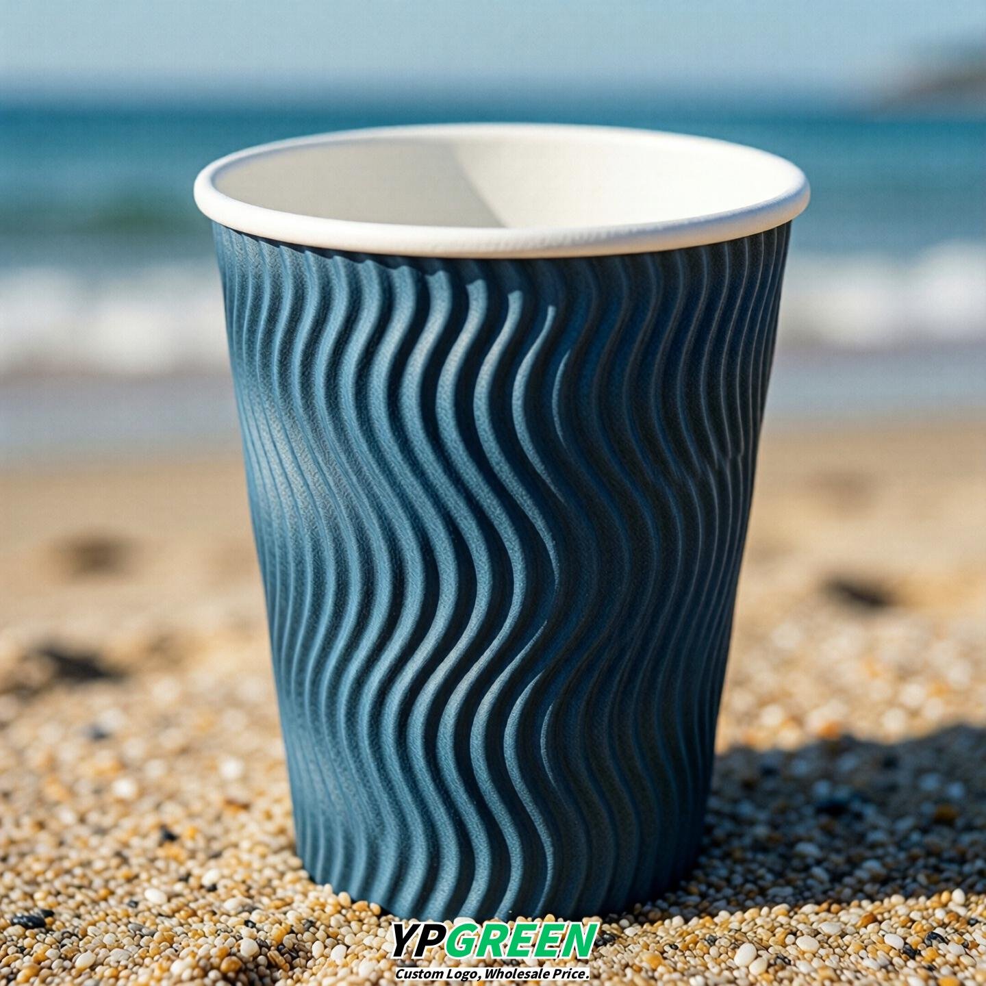 Lake Blue Embossed Paper Cups 10oz/12oz/16oz/20oz/22oz