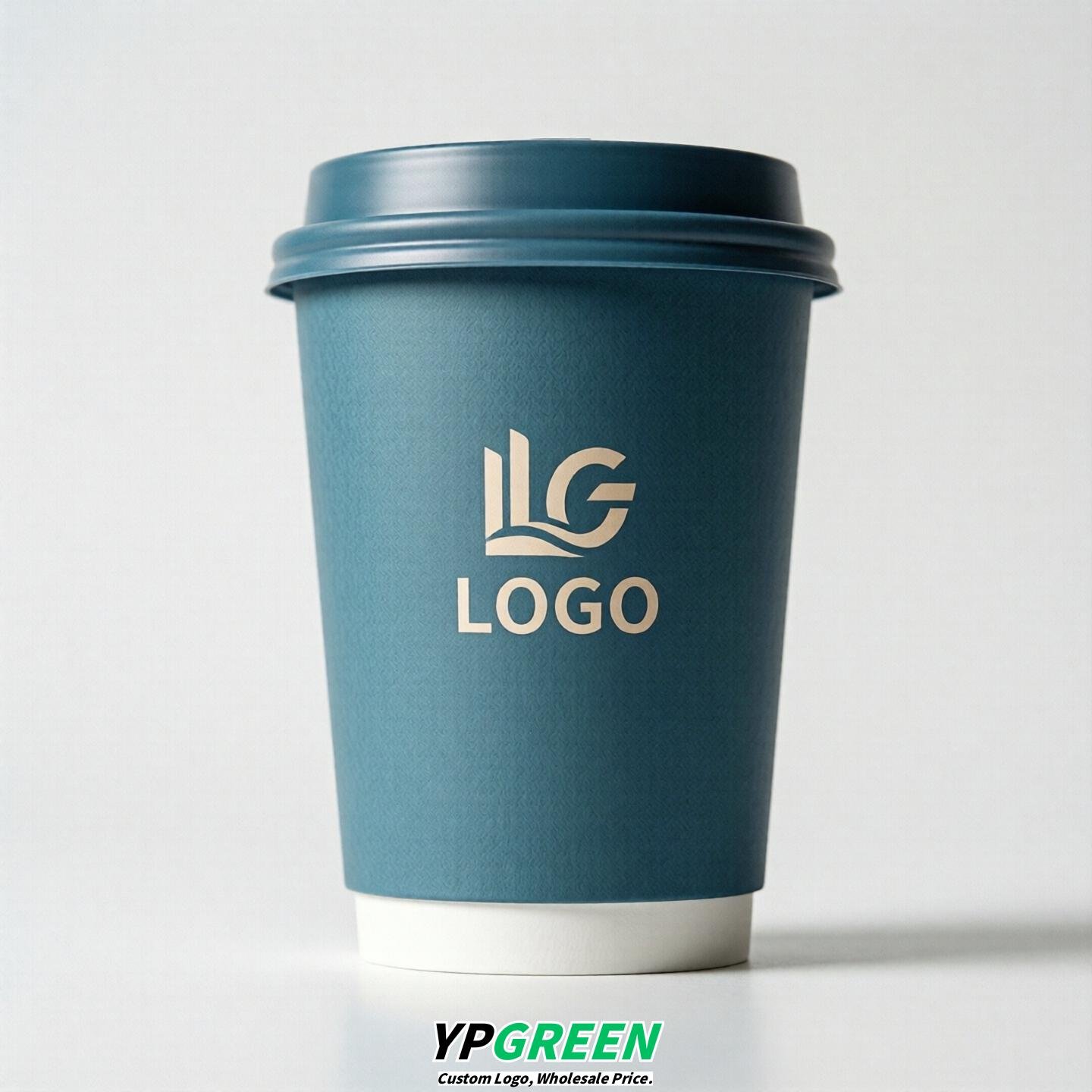 Lake Blue Custom Logo Paper Cups: 8-24oz & Double Wall