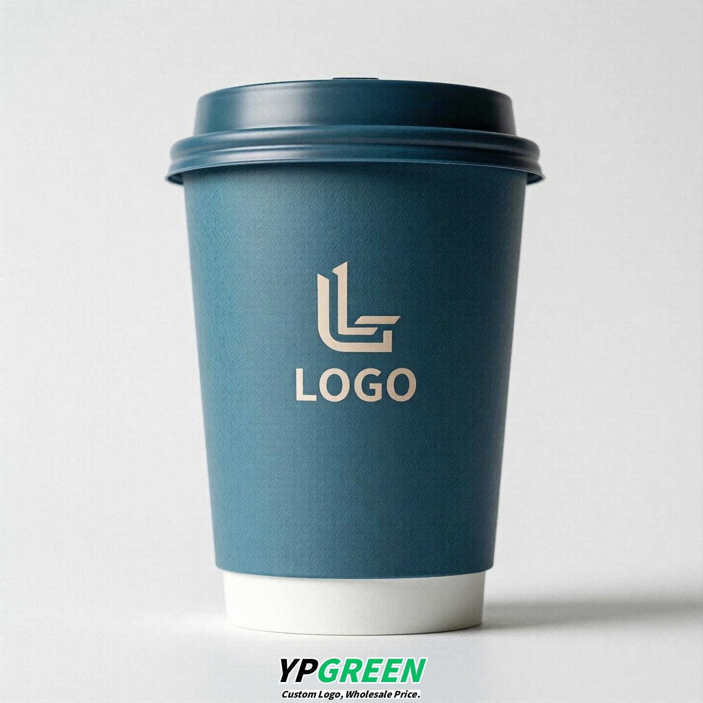 Lake Blue Custom Logo Paper Cups: 8-24oz & Double Wall