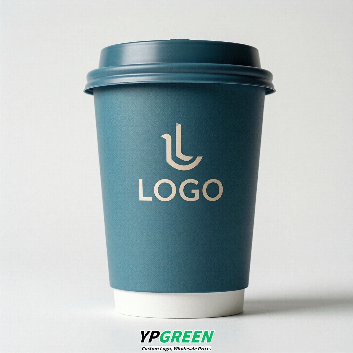 Lake Blue Custom Logo Paper Cups: 8-24oz & Double Wall