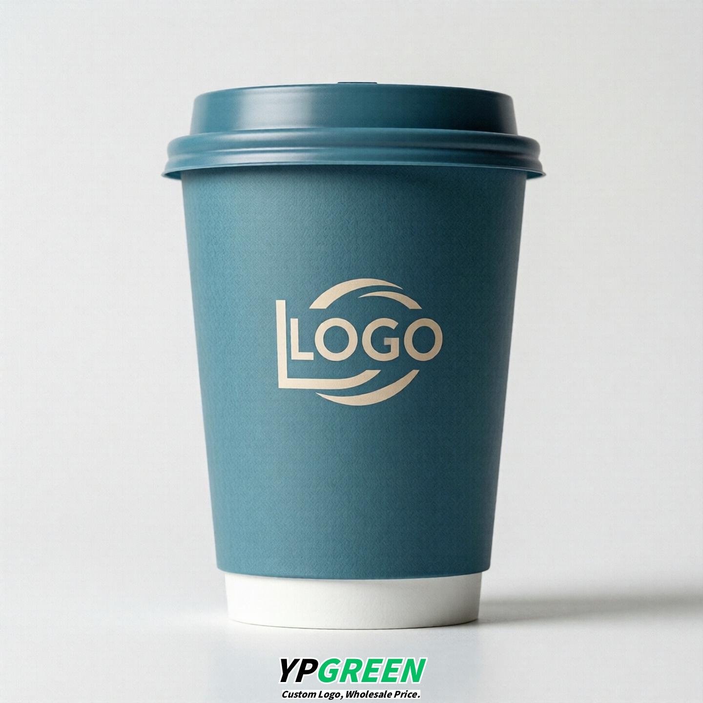 Lake Blue Custom Logo Paper Cups: 8-24oz & Double Wall