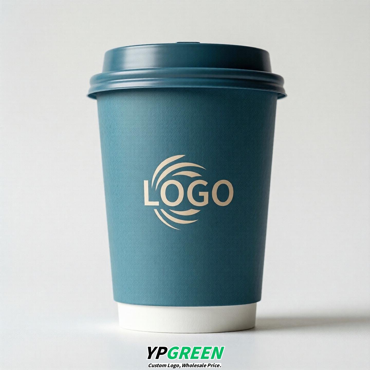 Lake Blue Custom Logo Paper Cups: 8-24oz & Double Wall