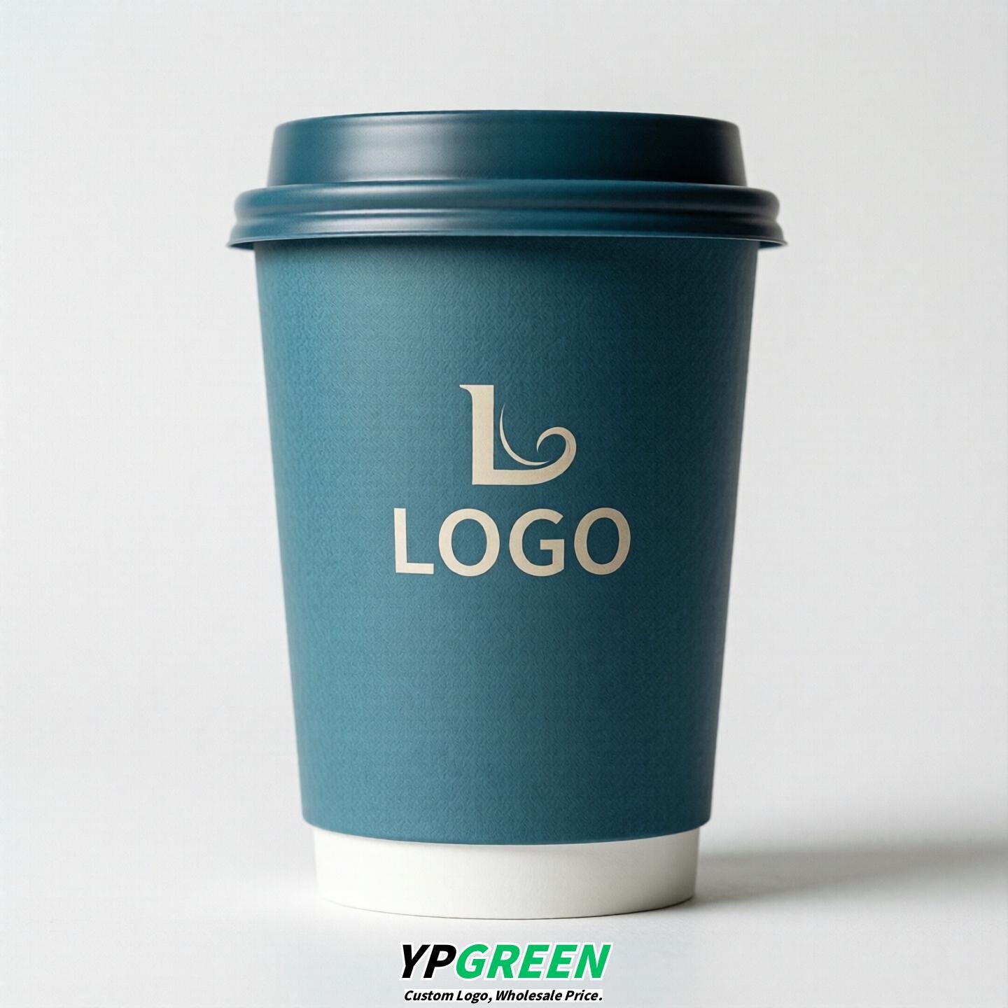 Lake Blue Custom Logo Paper Cups: 8-24oz & Double Wall