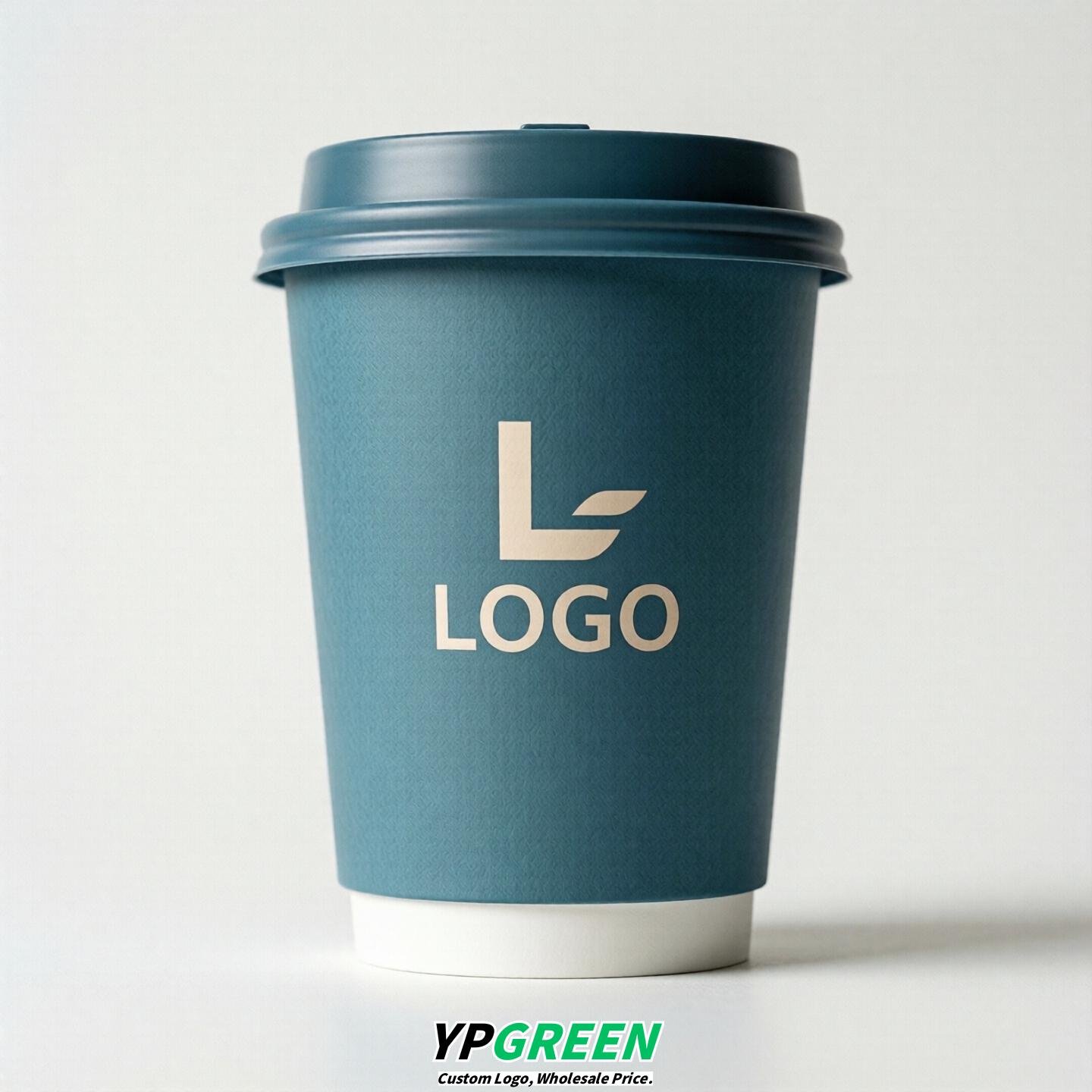 Lake Blue Custom Logo Paper Cups: 8-24oz & Double Wall