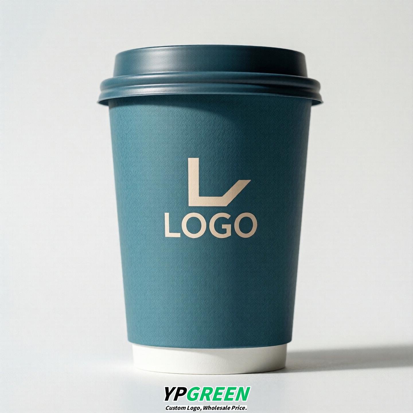 Lake Blue Custom Logo Paper Cups: 8-24oz & Double Wall