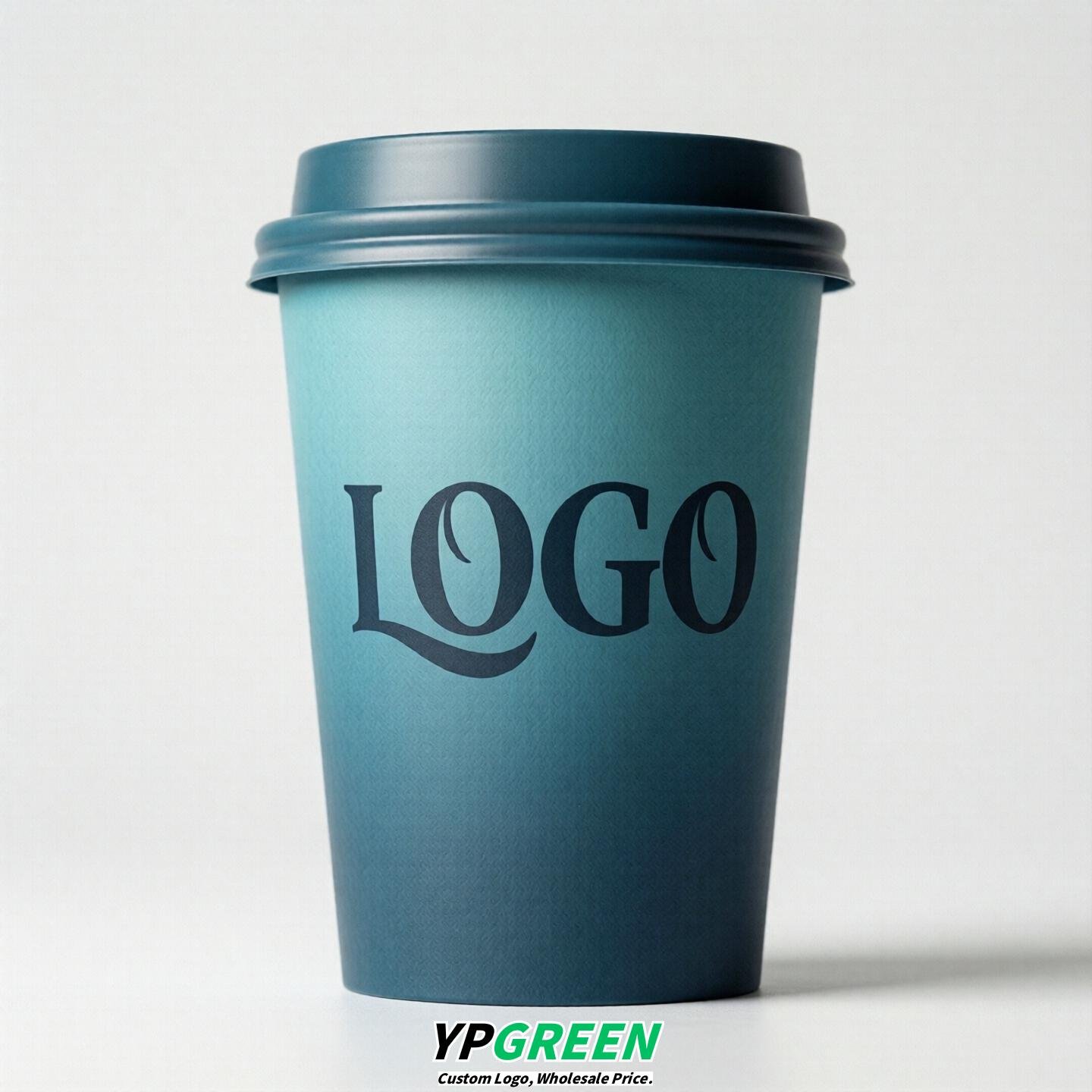 Lake Blue Gradient Paper Cups 8oz/10oz/12oz/16oz/20oz/22oz