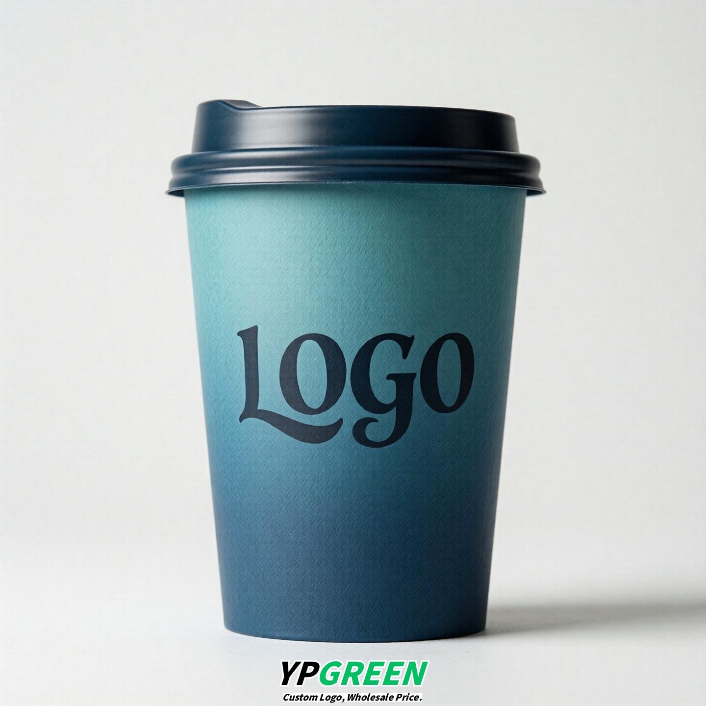 Lake Blue Gradient Paper Cups 8oz/10oz/12oz/16oz/20oz/22oz