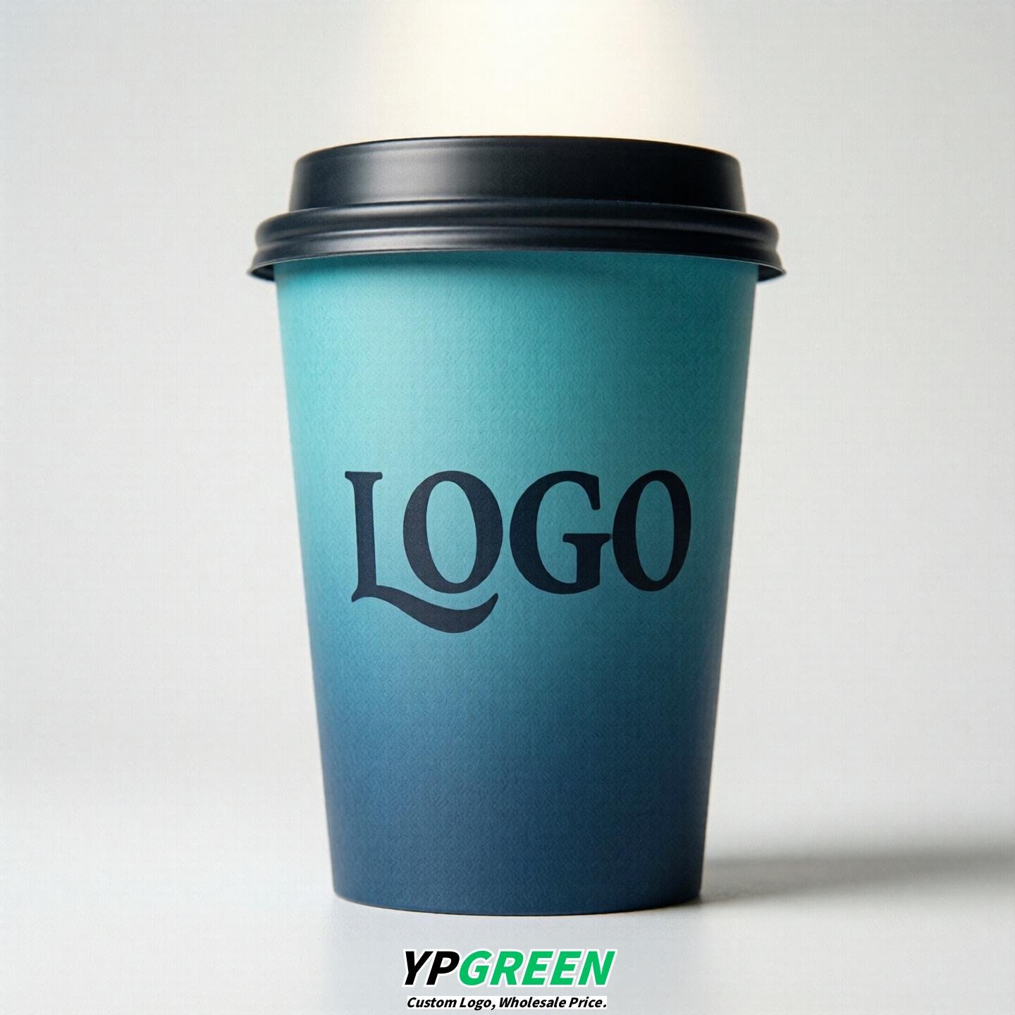 Lake Blue Gradient Paper Cups 8oz/10oz/12oz/16oz/20oz/22oz