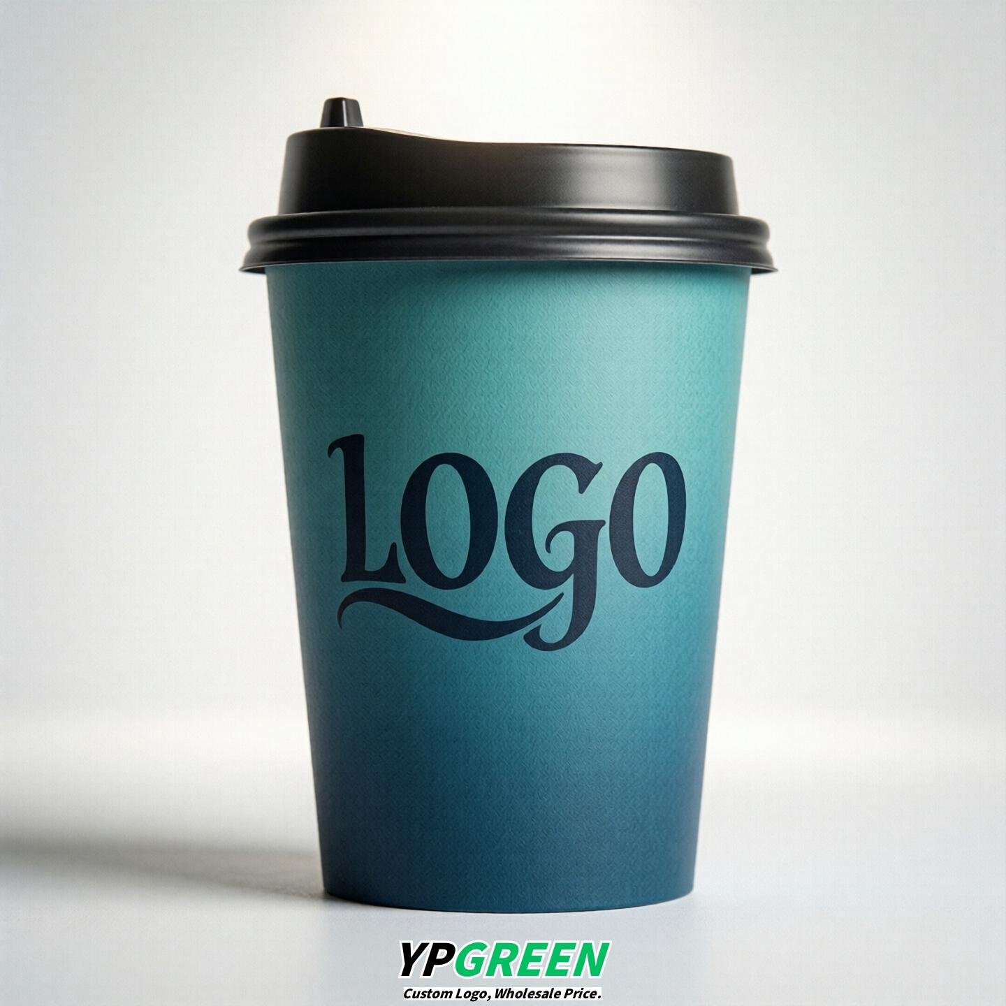 Lake Blue Gradient Paper Cups 8oz/10oz/12oz/16oz/20oz/22oz