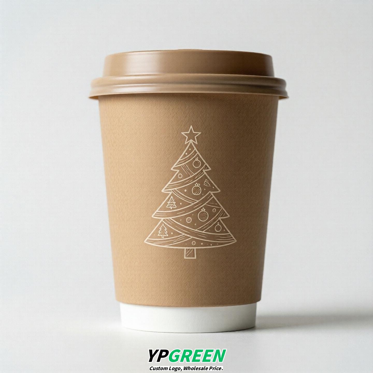 Latte Paper Cups with Christmas Design 8-24oz