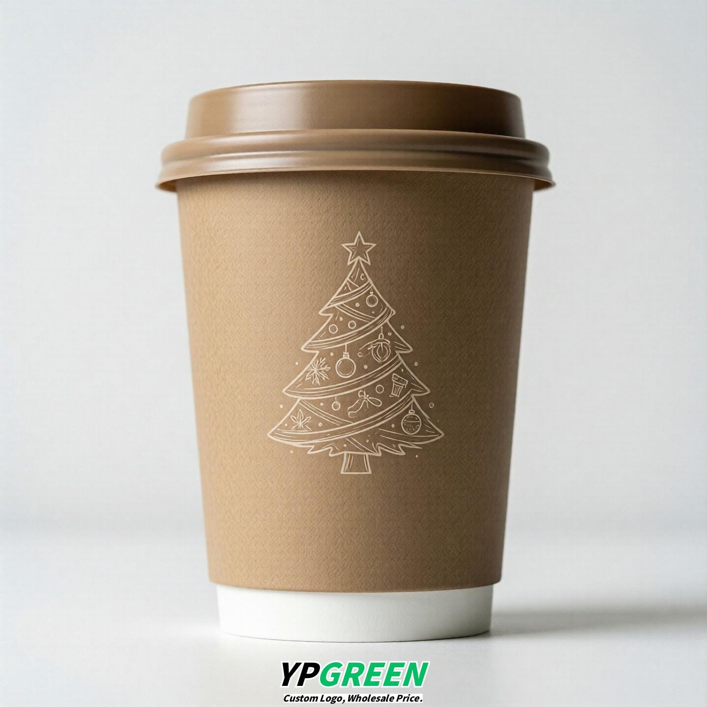 Latte Paper Cups with Christmas Design 8-24oz