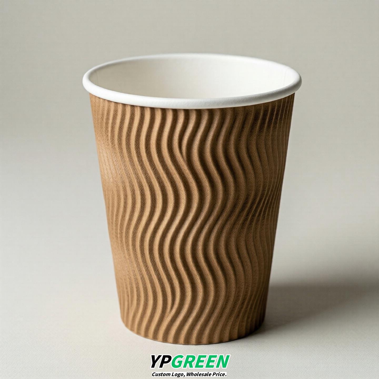 Latte Embossed Paper Cups 10oz/12oz/16oz/20oz/22oz