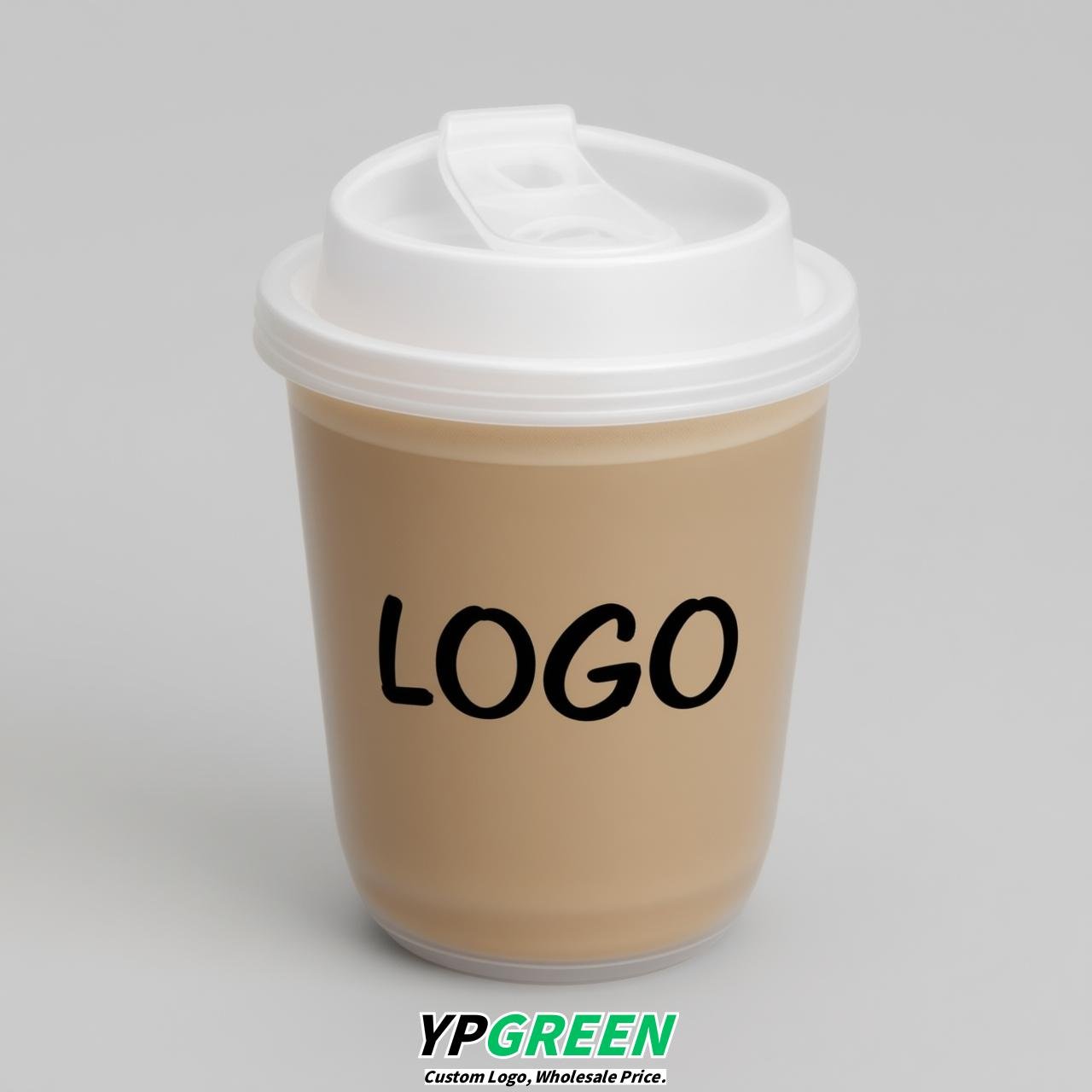 Latte U Shape Cups with Lid - Custom Logo PP & PET Plastic Disposable